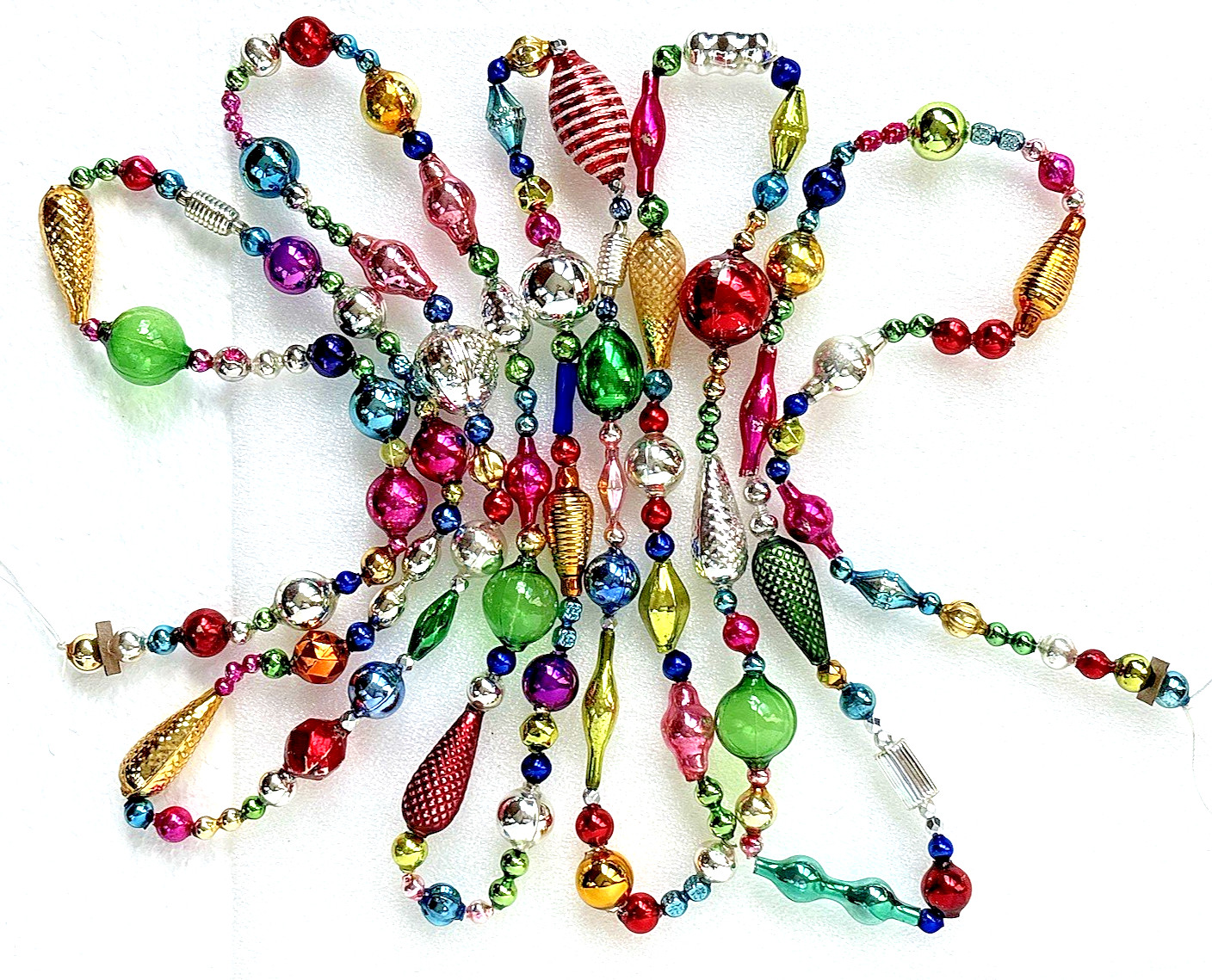 VINTAGE & Antique 10 FT MERCURY GLASS Christmas BIG BEAD Garland ORNAMENT 120
