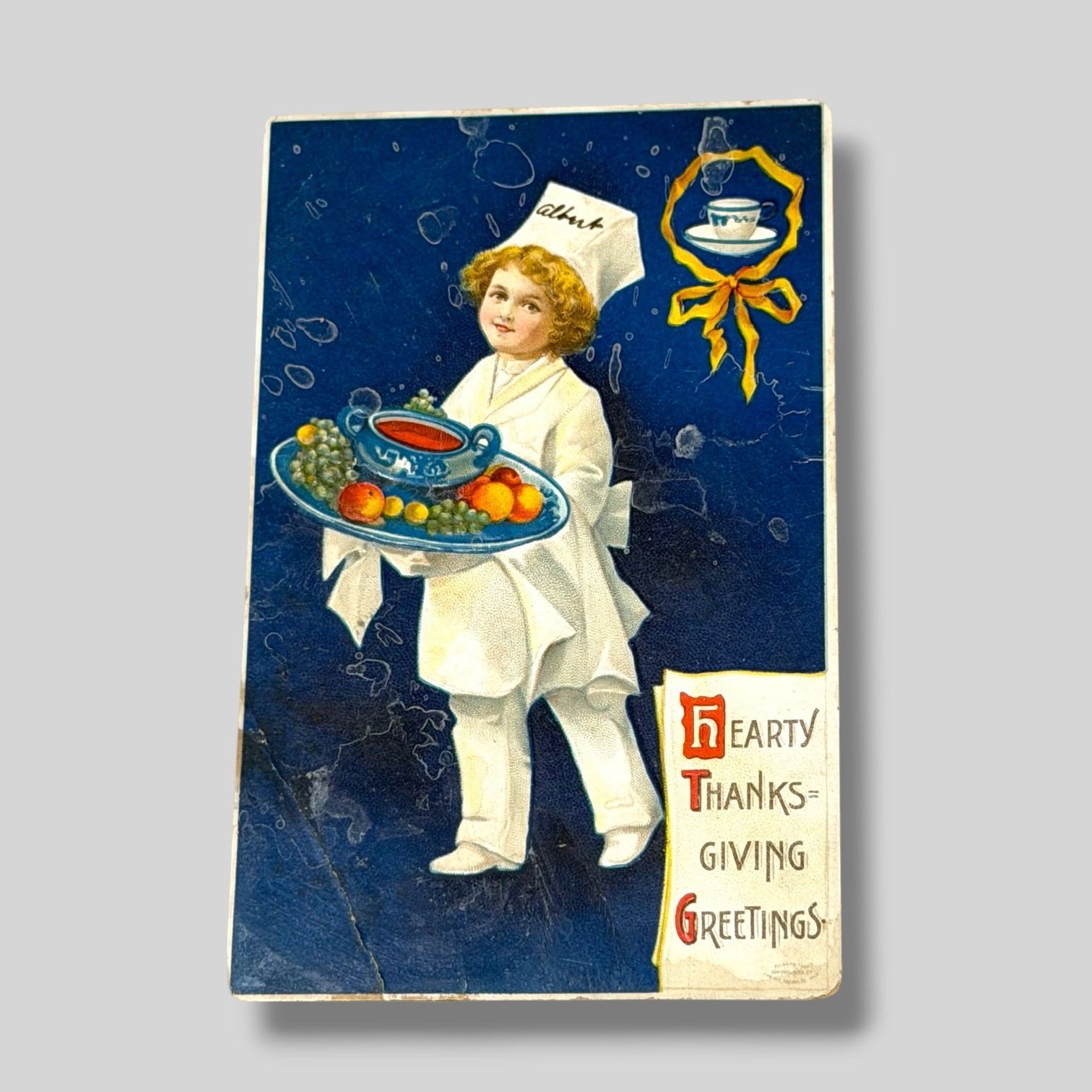 Postcard Hearty Thanksgiving Greetings Unsigned Ellen Clapsaddle Chef Boy E441