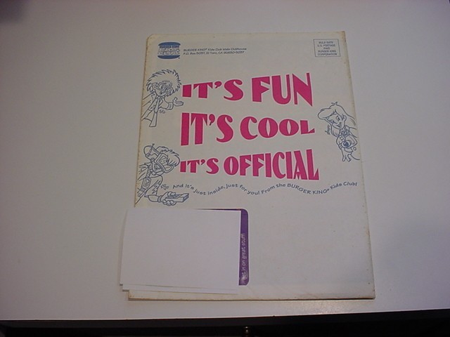 rare,sealed 1990 BURGER KING KIDS CLUB MEMBERSHIP KIT mailaway