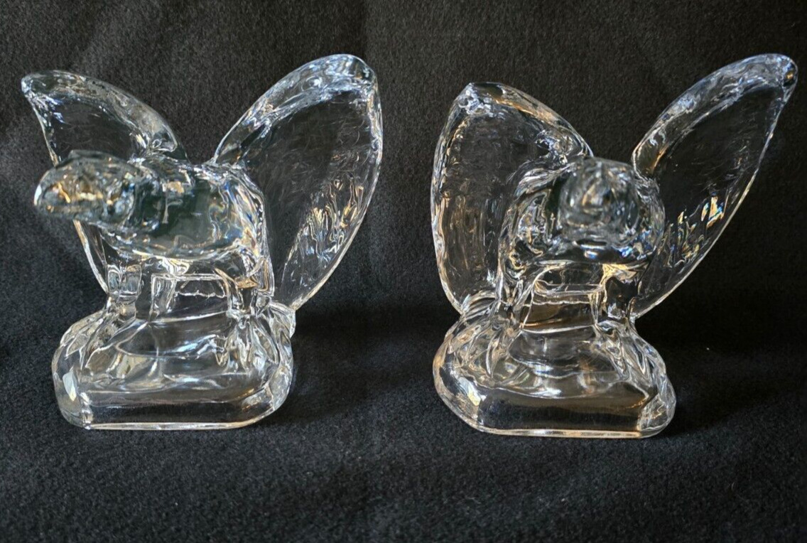 VTG Cambridge Patriotic American Glass Eagle Bookends Pair #1119 ca. 30's ~ 40's