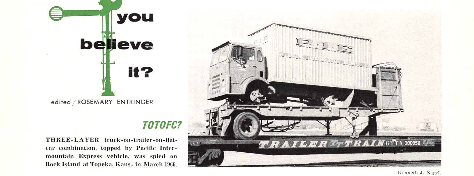 Pacific Intermountain Express Train Rock Island Topeka Kansas Vtg 1966 Mag Image