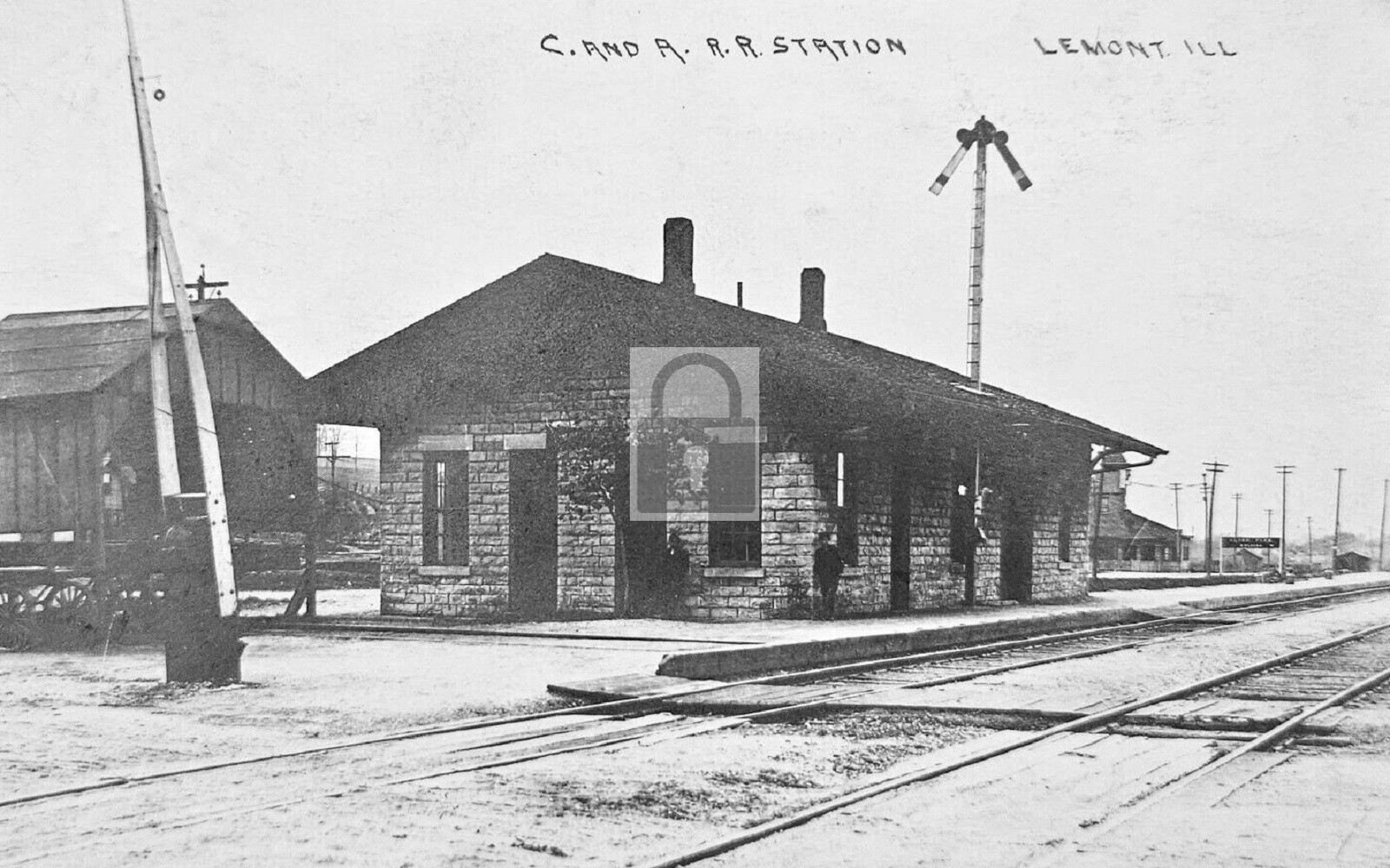 Railroad Train Station Depot Lemont Illinois IL - Reprint Railroad Train Station Depot Lemont Illinois IL - Reprint