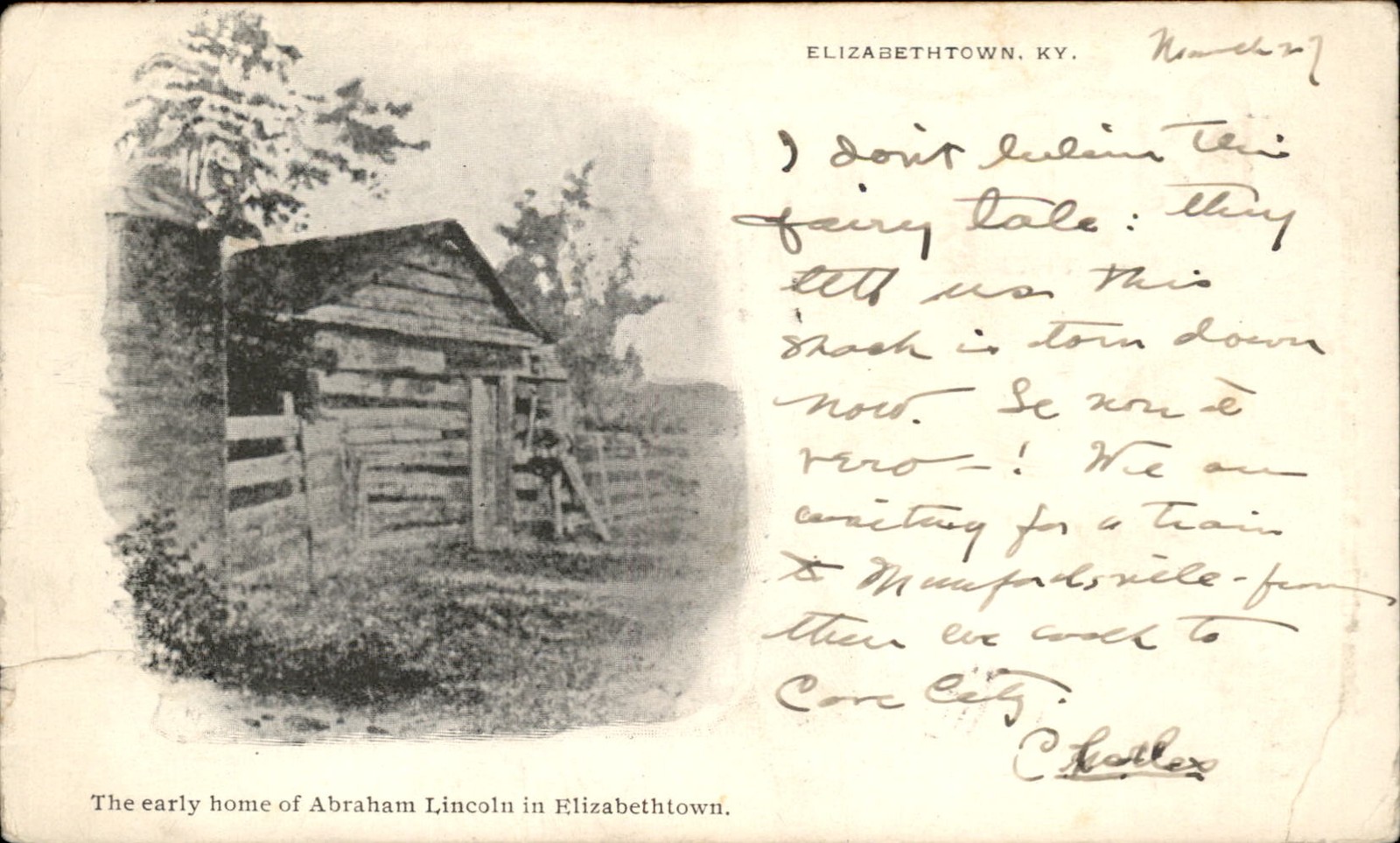 Elizabethtown KY Early Home of Abraham Lincoln c1900s-10s Vintage Postcard