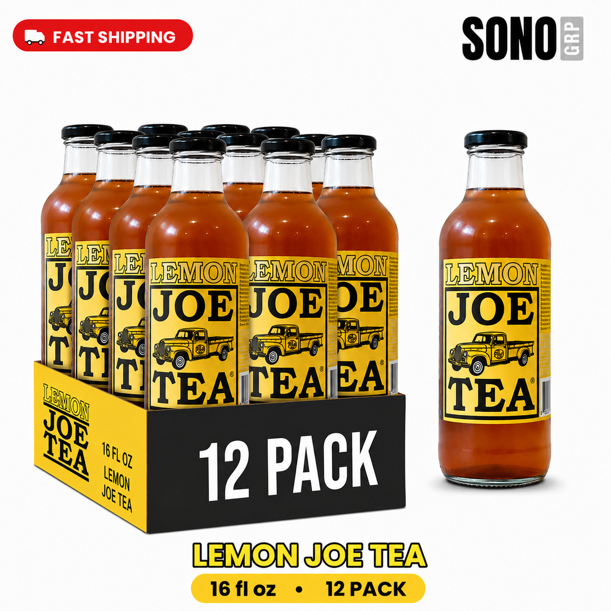 Joe Tea Lemon Tea 20 Fl Oz, 12 Pack Glass Bottles