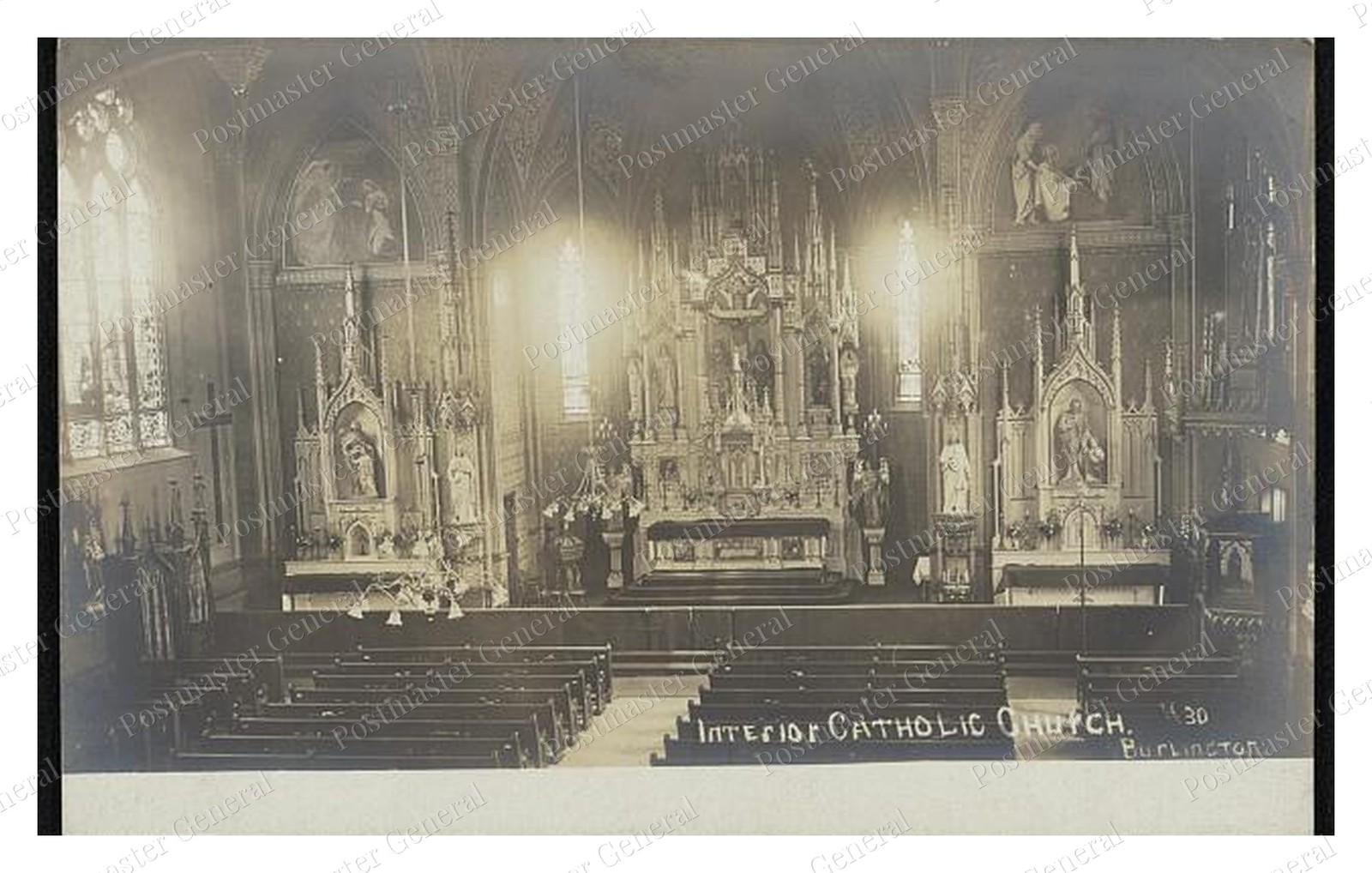 Burlington Vermont Church Interior Standard Postcard COPY RPPC