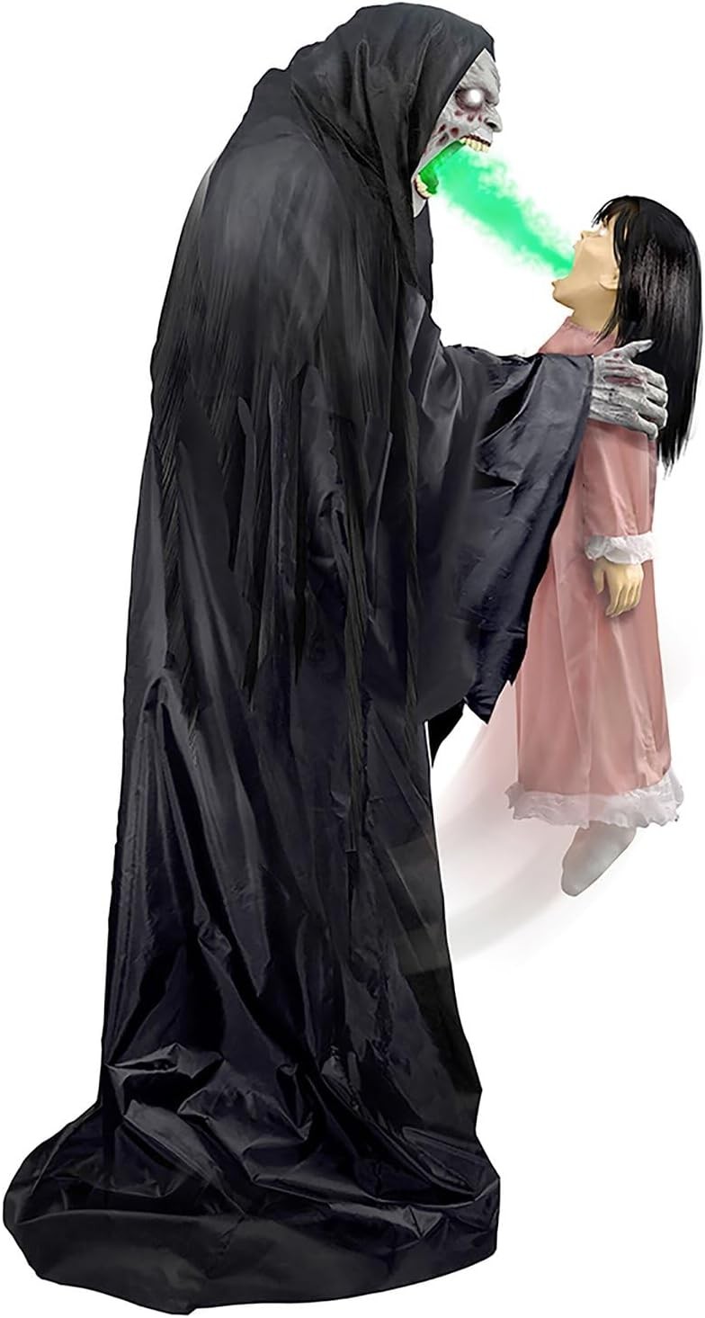 Haunted Hill Farm Soul Sucker Demon Reaper with Child by Tekky, Motion-Activated Haunted Hill Farm Soul Sucker Demon Reaper with Child by Tekky, Motion-Activated