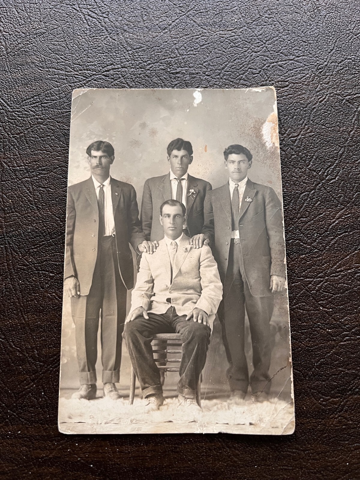 RPPC Berino New Mexico Studio Pose Wedding Four Mexicans early 1900s