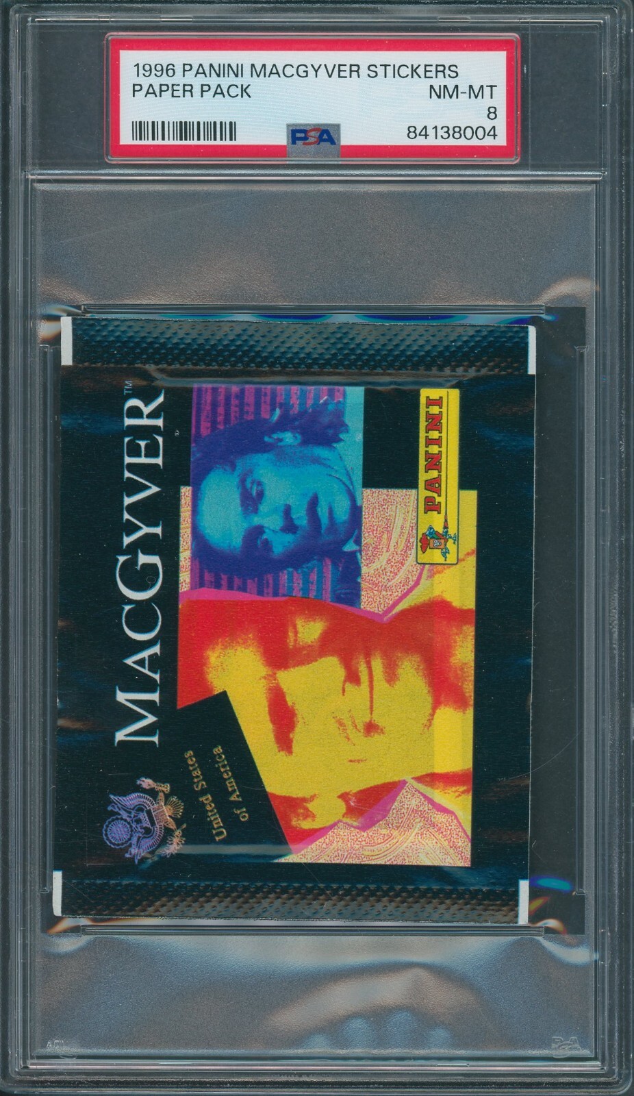 1996 Panini MacGyver Stickers Paper Pack PSA NM-MT 8
