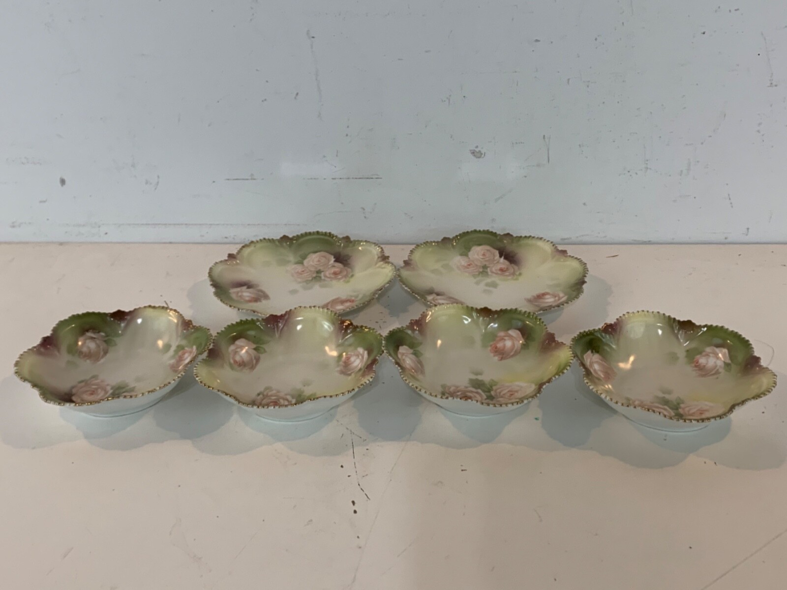 Ant Reinhold Schlegelmich German Porcelain Pair of Plates & 4 Bowls Floral Dec.