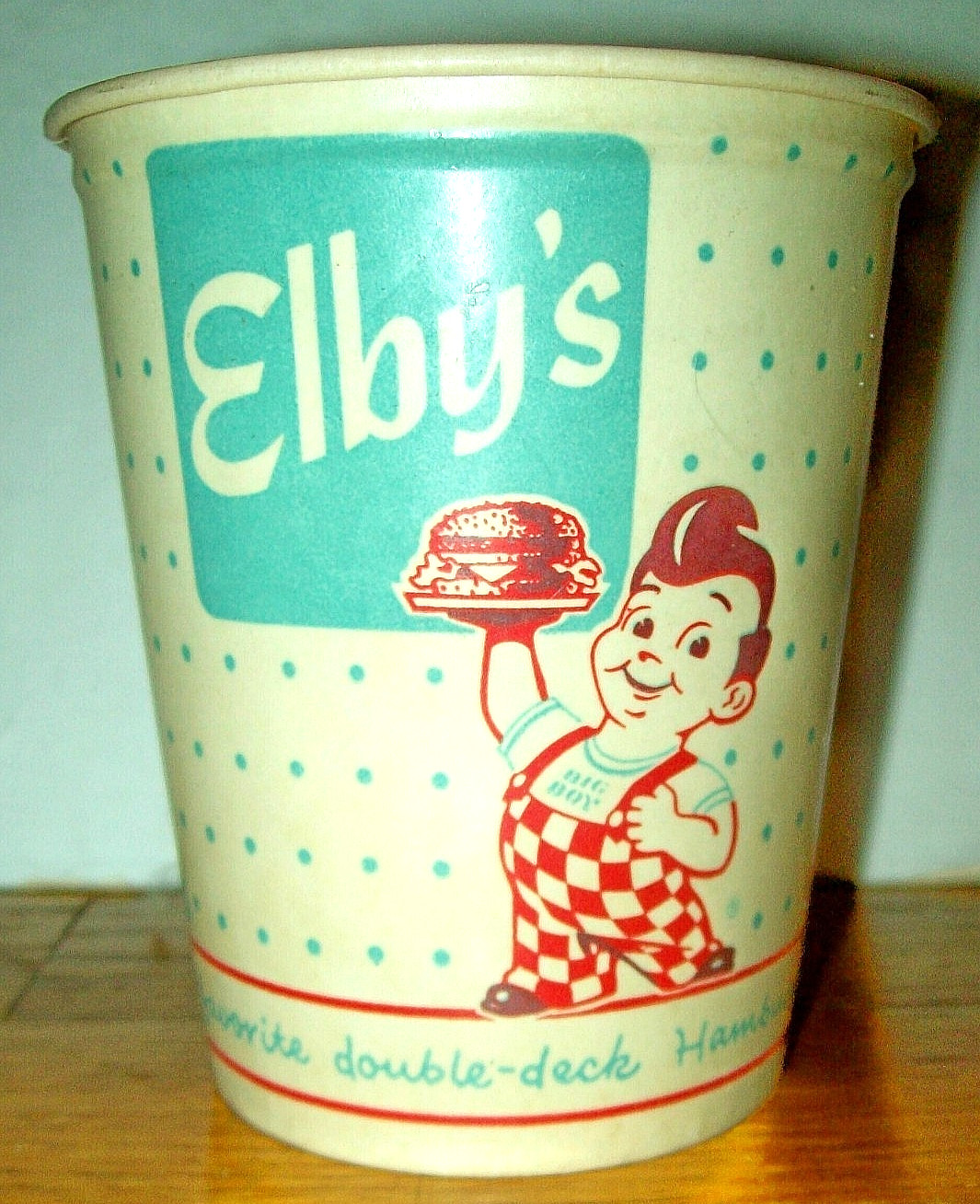 Vintage 1960s Elby\'s Big Boy Wax Paper Carryout Cup/Container - Mint Condition