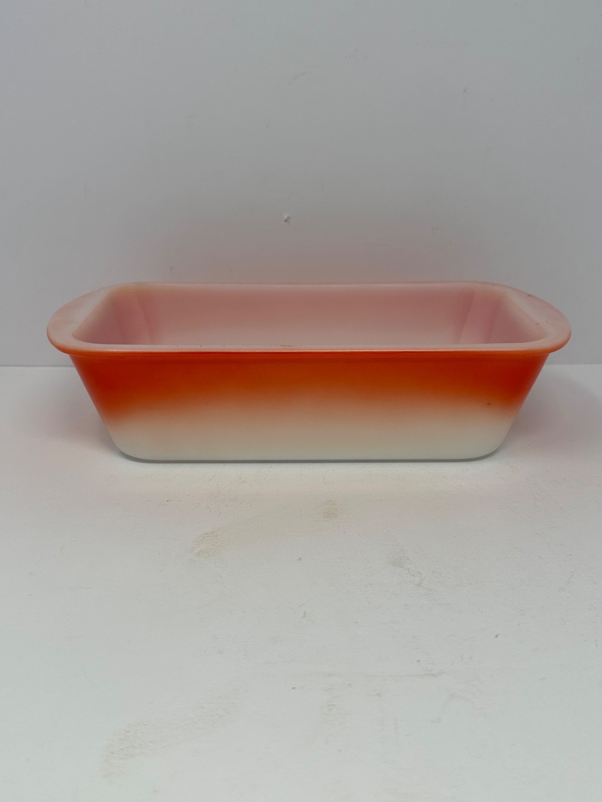 Vintage Glasbake Loaf Pan Baking Dish J522 Poppy Glow Ombre Orange 1 1/2 QT P6