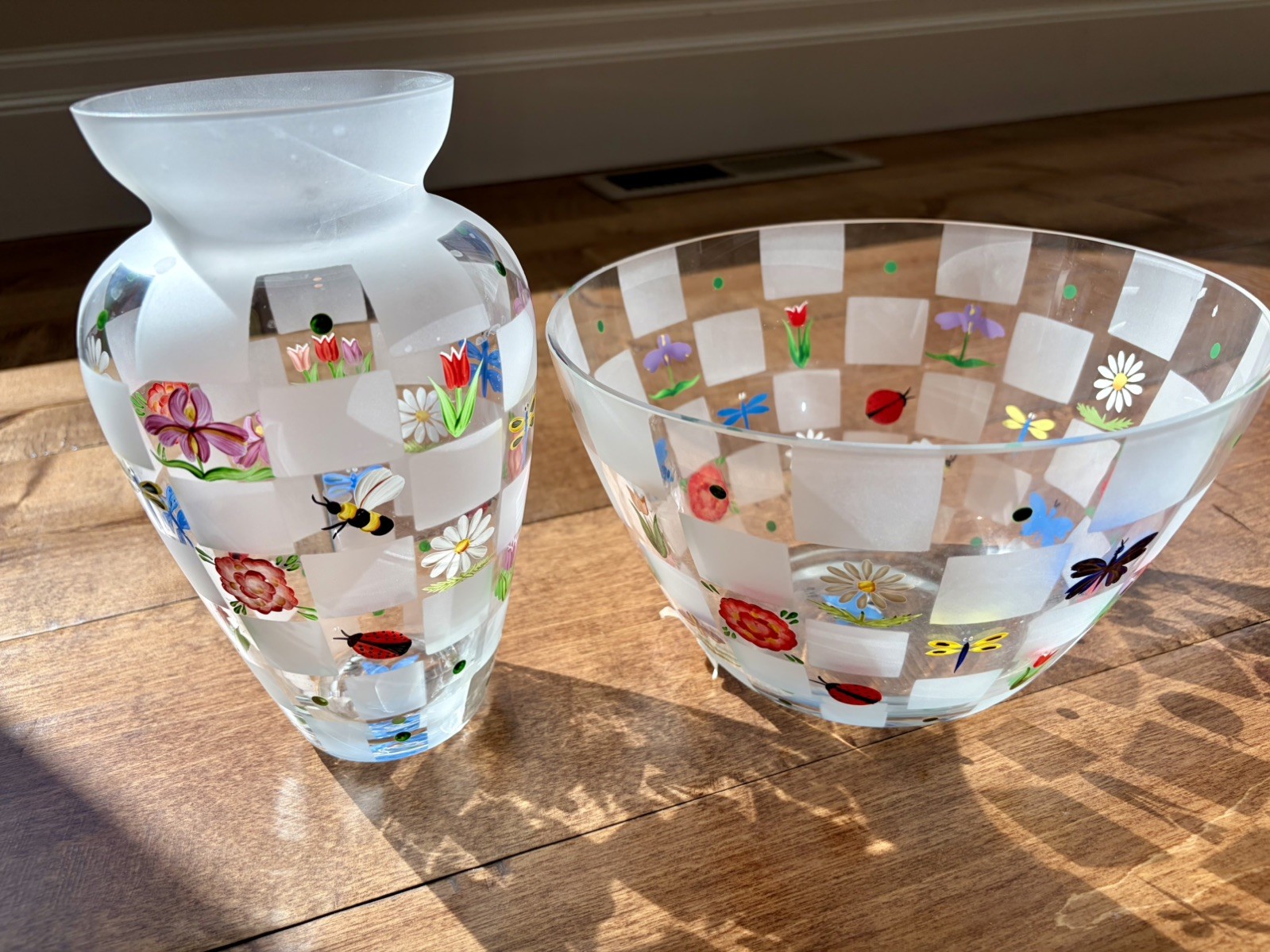 Stunning Lenox Nature's Splendor Hand Painted Vase & Bowl signed made in Romania Stunning Lenox Nature's Splendor Hand Painted Vase & Bowl signed made in Romania