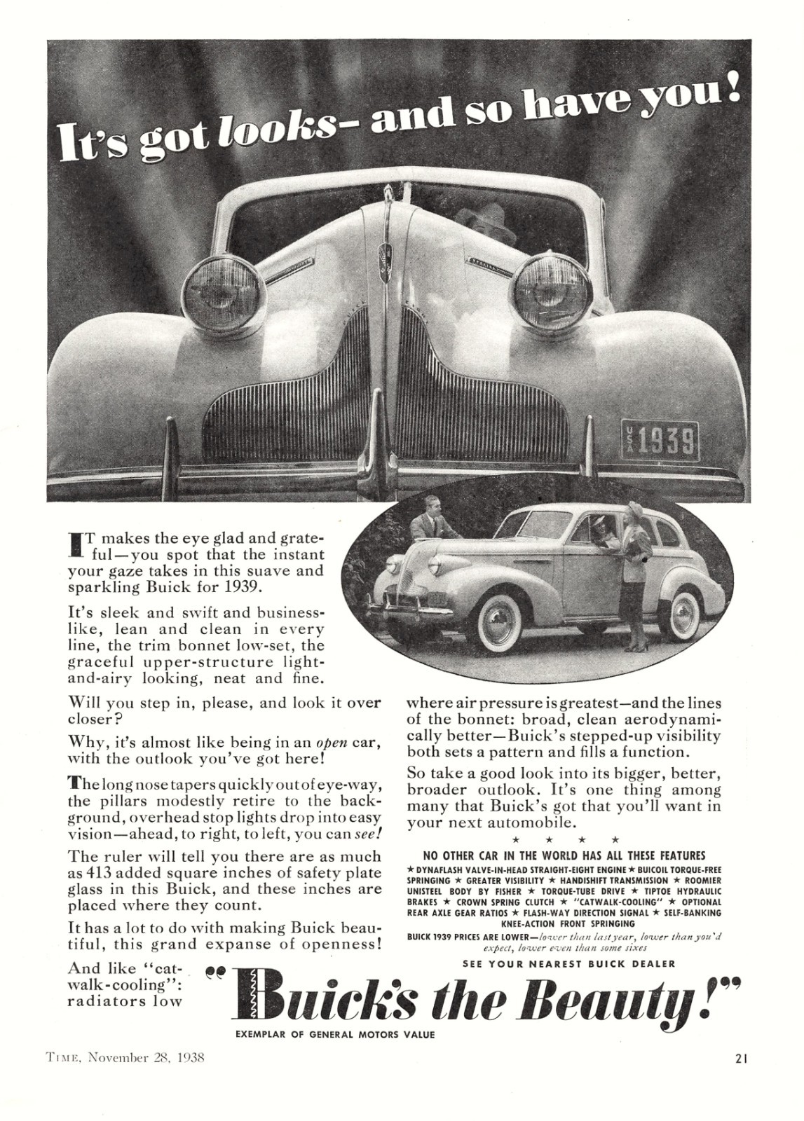 Buick Beauty 1939 Sedan General Motors Luxury Automobile Vintage 1938 Print Ad