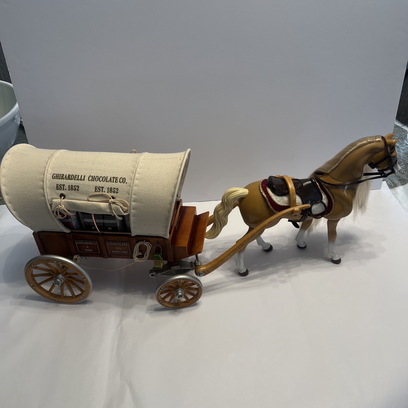 Ghirardelli Chocolate Co Covered Wagon Carriage With Horse