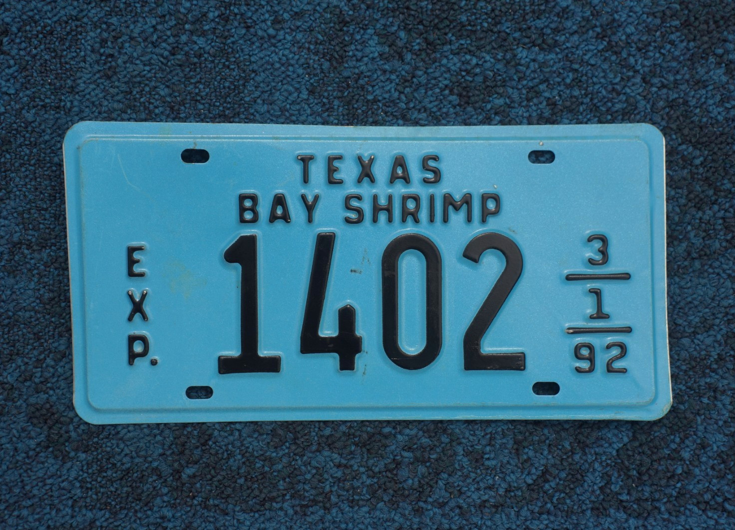 1992 Texas BAY SHRIMP License Plate