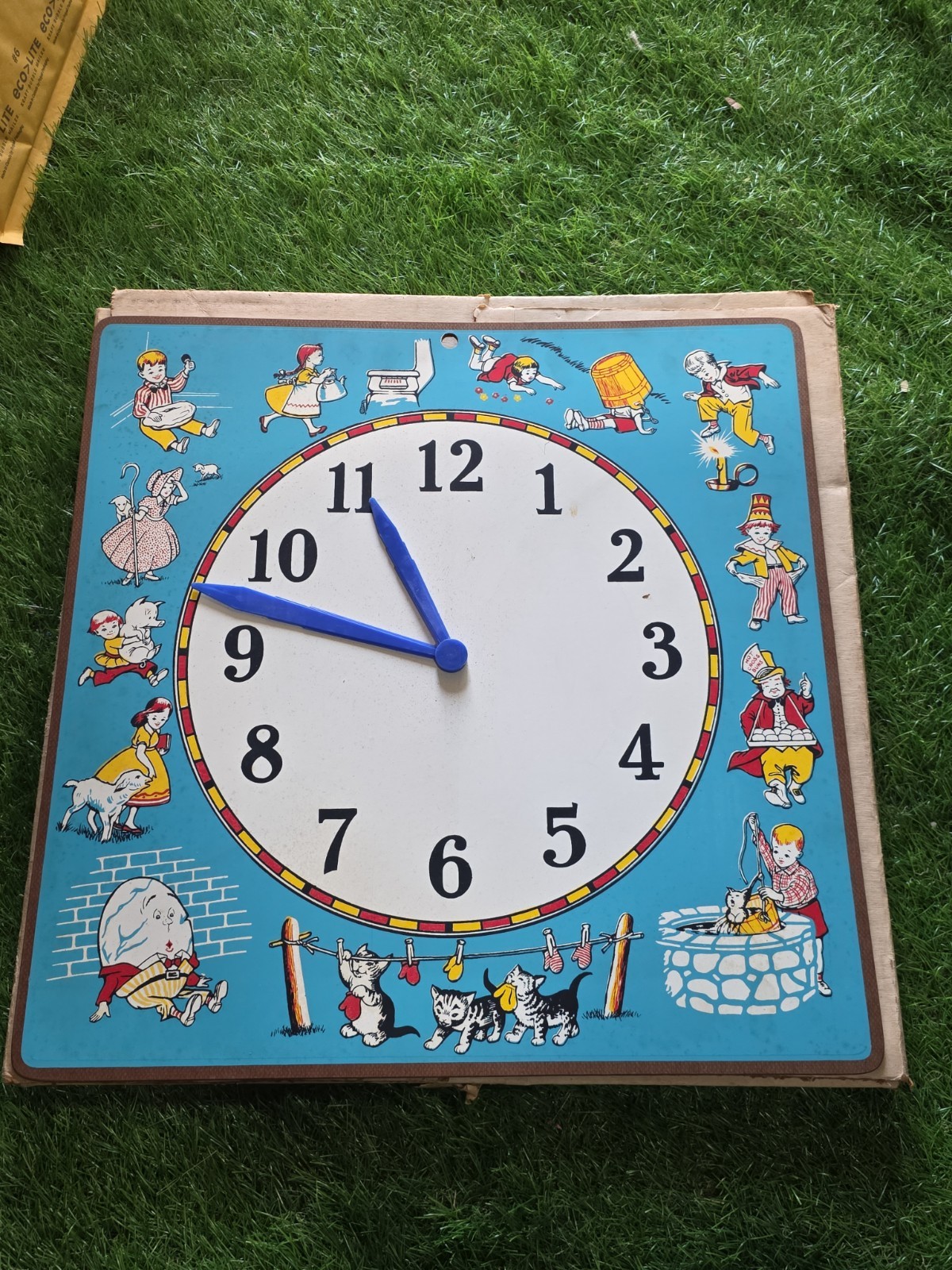 Vintage 1950s Ideal School Supply Nursery Rhyme Teaching Clock With Box