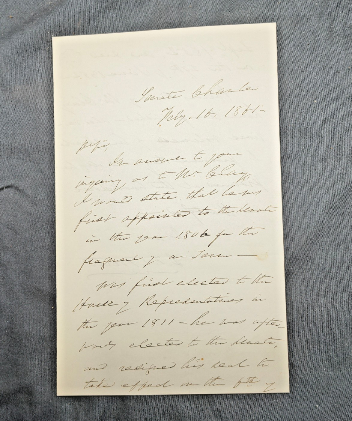 Lafayette S Foster Signed Letter w/content on Henry Clay Lafayette S Foster Signed Letter w/content on Henry Clay