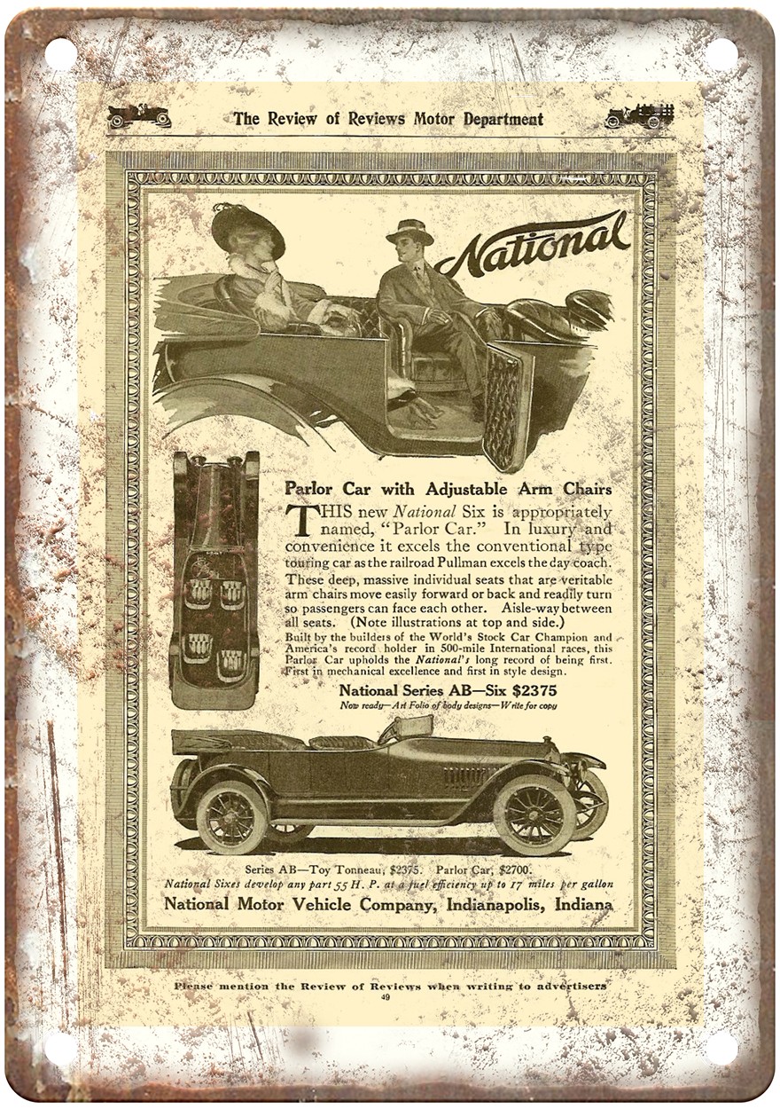 1915 National Vintage Automobile Ad Retro Look Metal Sign AM8610 1915 National Vintage Automobile Ad Retro Look Metal Sign AM8610