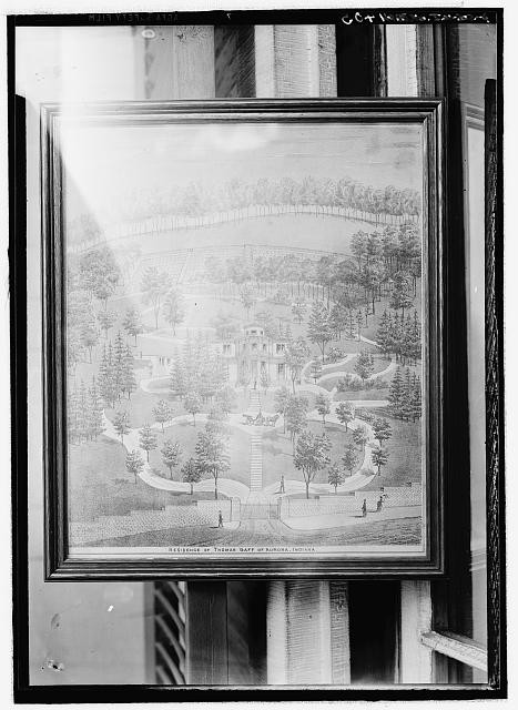 Photo:Aurora Indiana Thomas Gaff House 1900s HABS framed print garden view