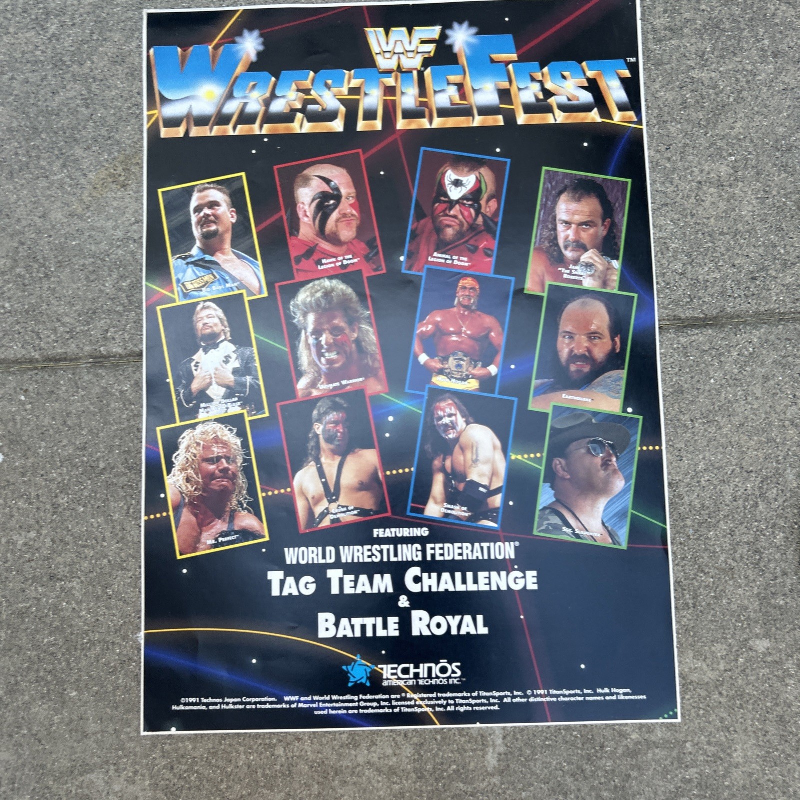 NOS original Wwf WrestleFest 1 Cabinet Sticker 17 X 23 3/4 ARCADE GAME ART