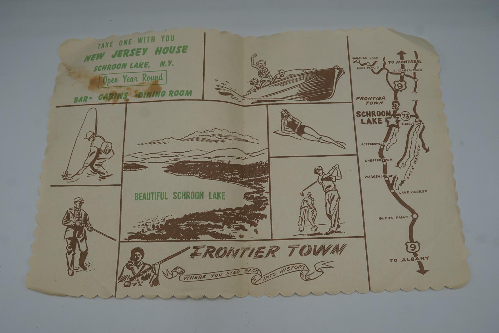 Vtg New Jersey House Schroon Lake NY Frontier Town Advertising Map Brochure Vtg New Jersey House Schroon Lake NY Frontier Town Advertising Map Brochure