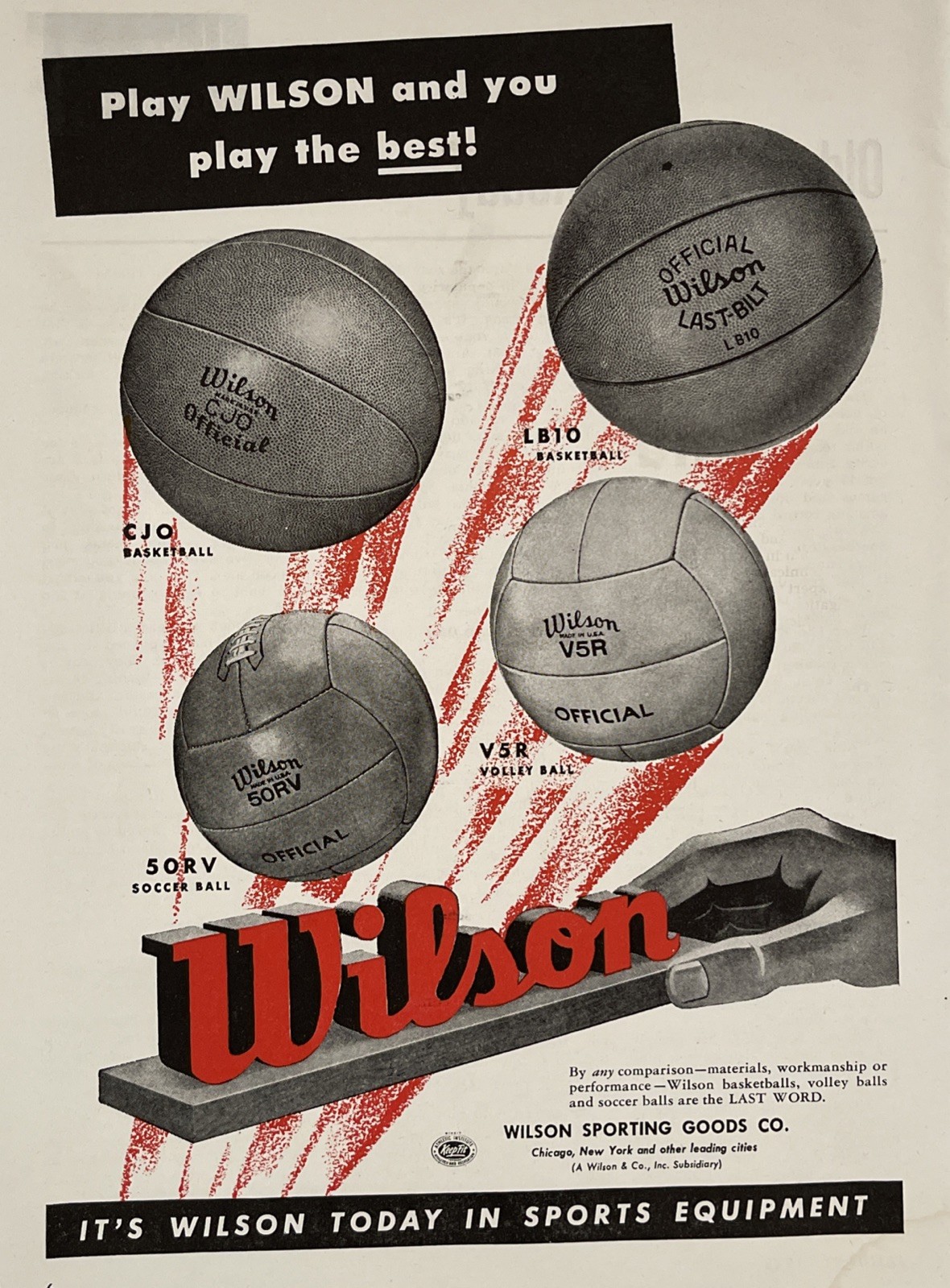 Vintage Sports 1948 Print Ad Wilson Balls Basketball Soccer Volleyball Vintage Sports 1948 Print Ad Wilson Balls Basketball Soccer Volleyball