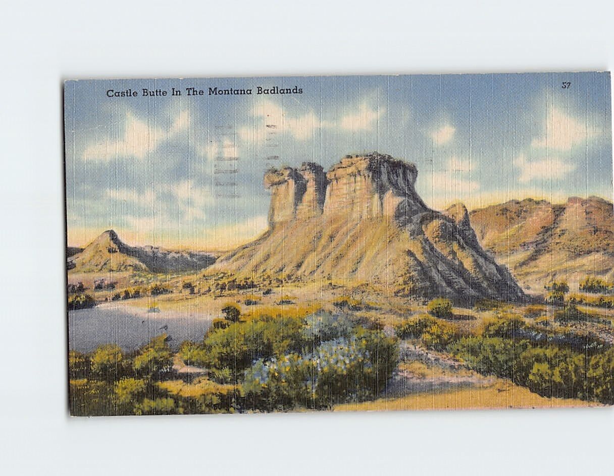 Postcard Castle Butte in the Montana Badlands Montana USA