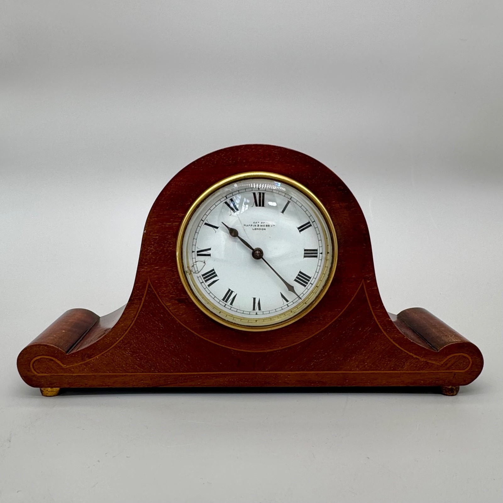 Vintage Mappin & Webb London Mantel Clock Mahogany Case Working Antique Clock