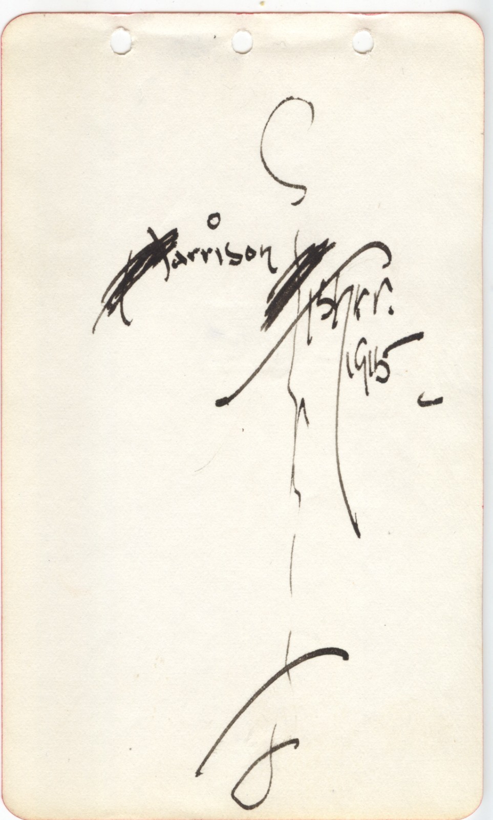 Cosmopolitan Artist Harrison Fisher Signed 3x5 Autograph Page Cover Art Un Cut