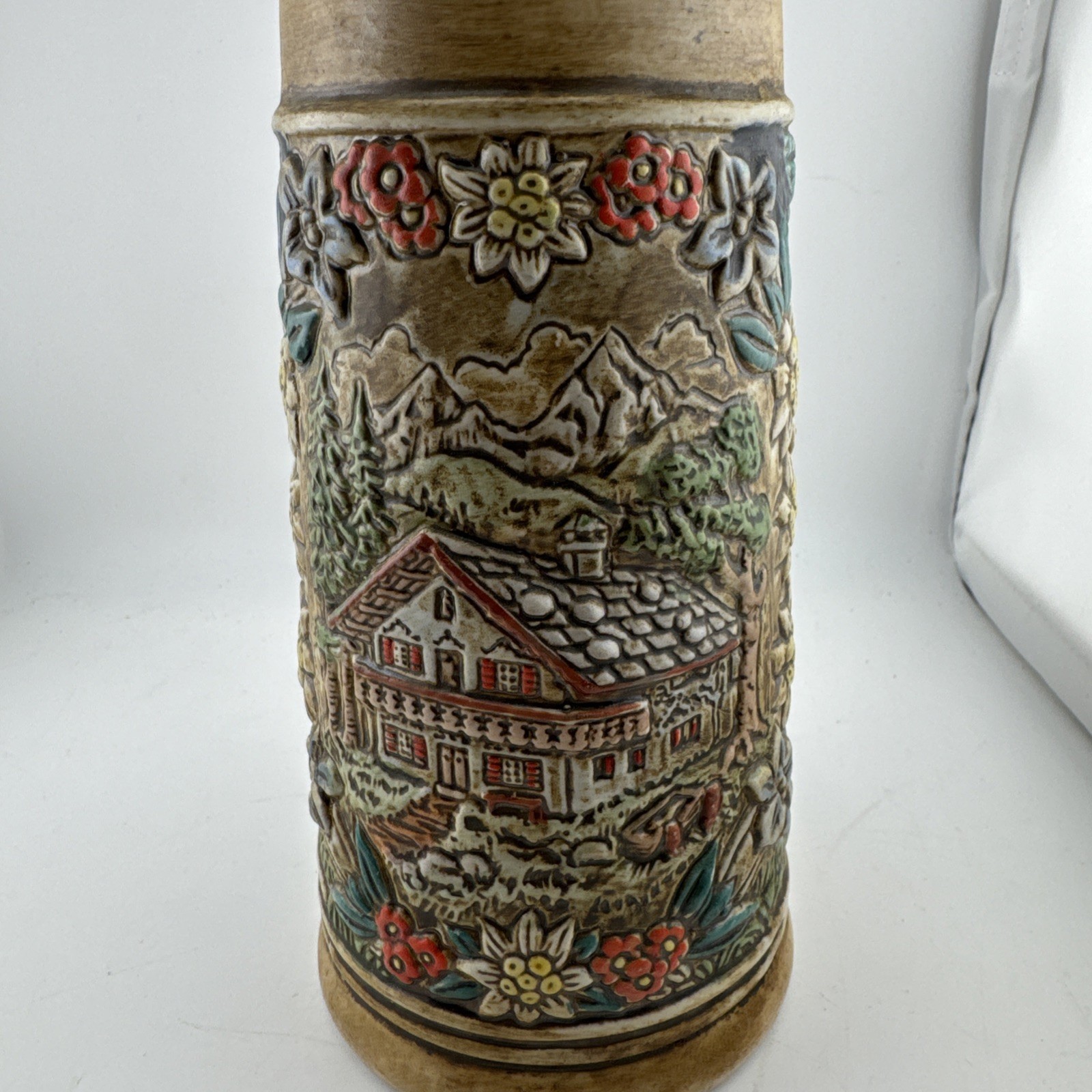 Vintage Ceramarte Brazil Beer Stein - German Cottage Scene