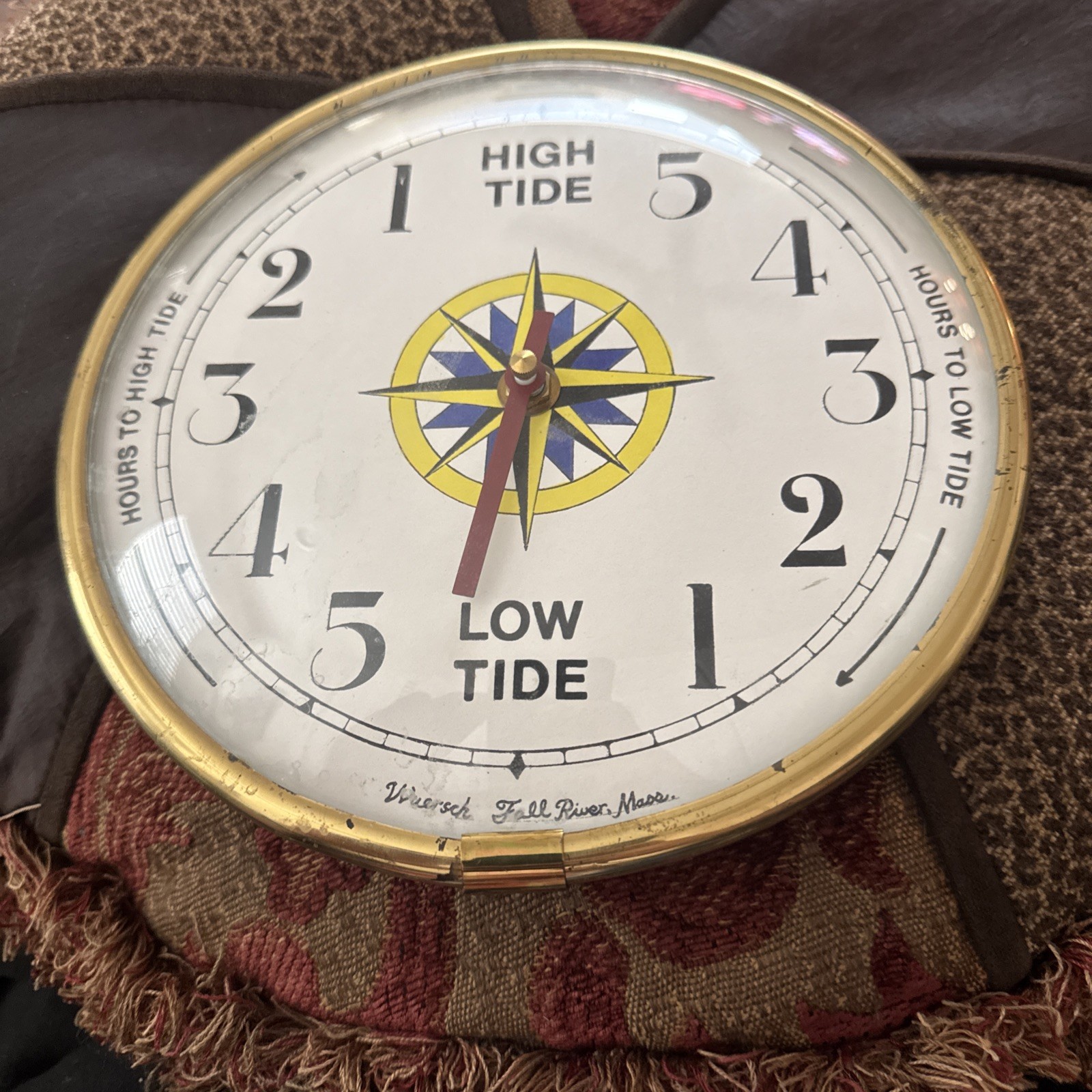 VTG Wuersch Fall River Mass. Tide Clock Battery Op. VERY COOL