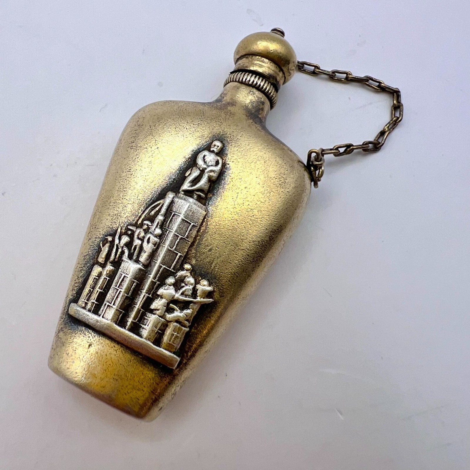 Scent Falcon 1956 Vintage USSR 875 Gilt Silver Perfume Bottle Soviet Mini Flask