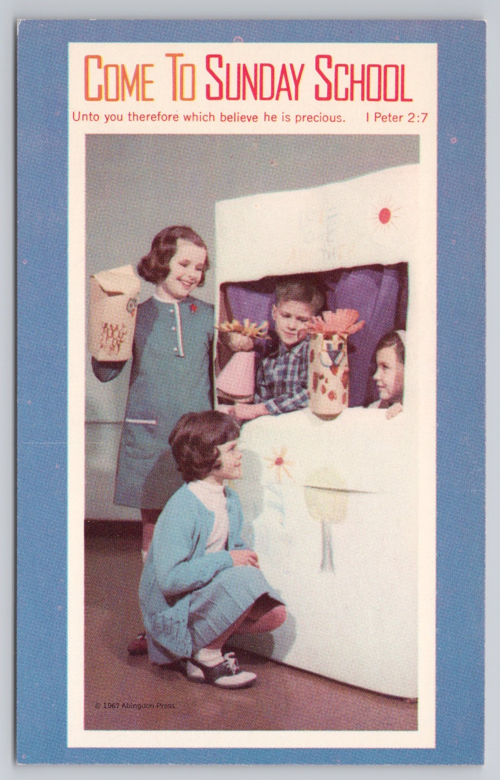 Postcard Come To SUNDAY SCHOOL 1967 Abingdon 