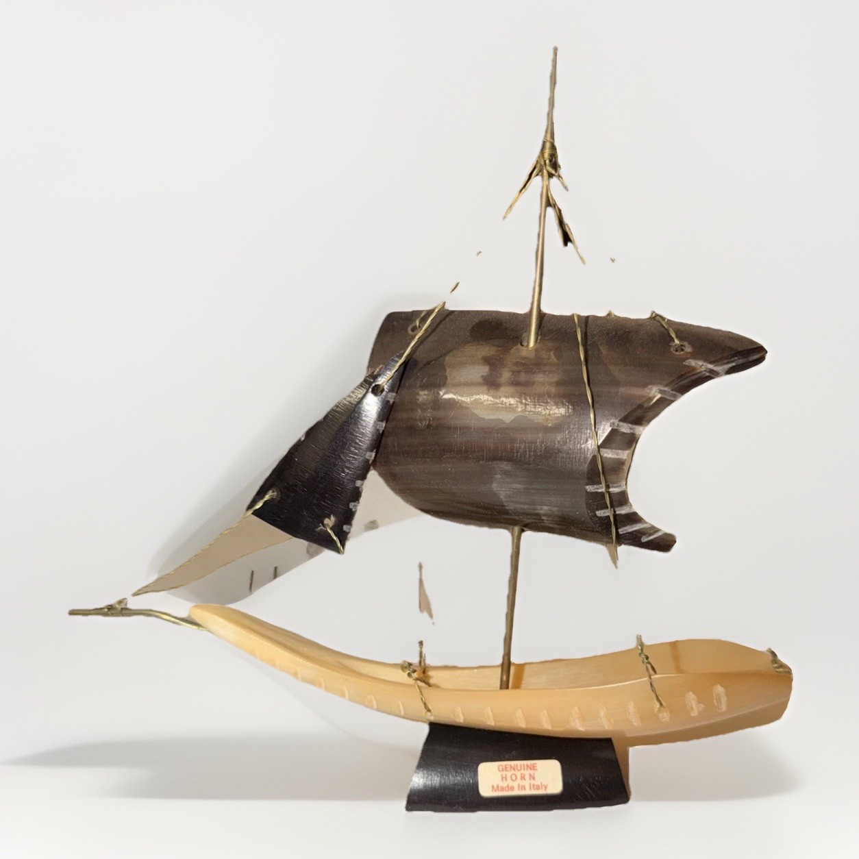 Vintage Genuine Horn Sailboat Made In Italy