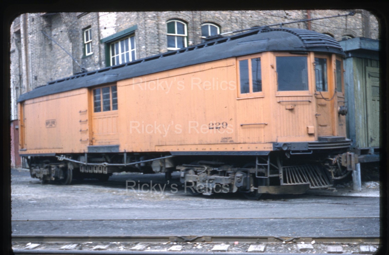 Original Slide CNS&M #229 North Shore Line 1940’s Work Car MofW RBK Shops