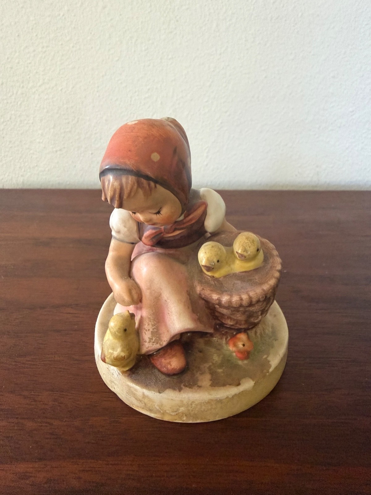 Vintage Goebel M.I. Hummel Chick Girl Basket Chicks 4” W Germany Figurine