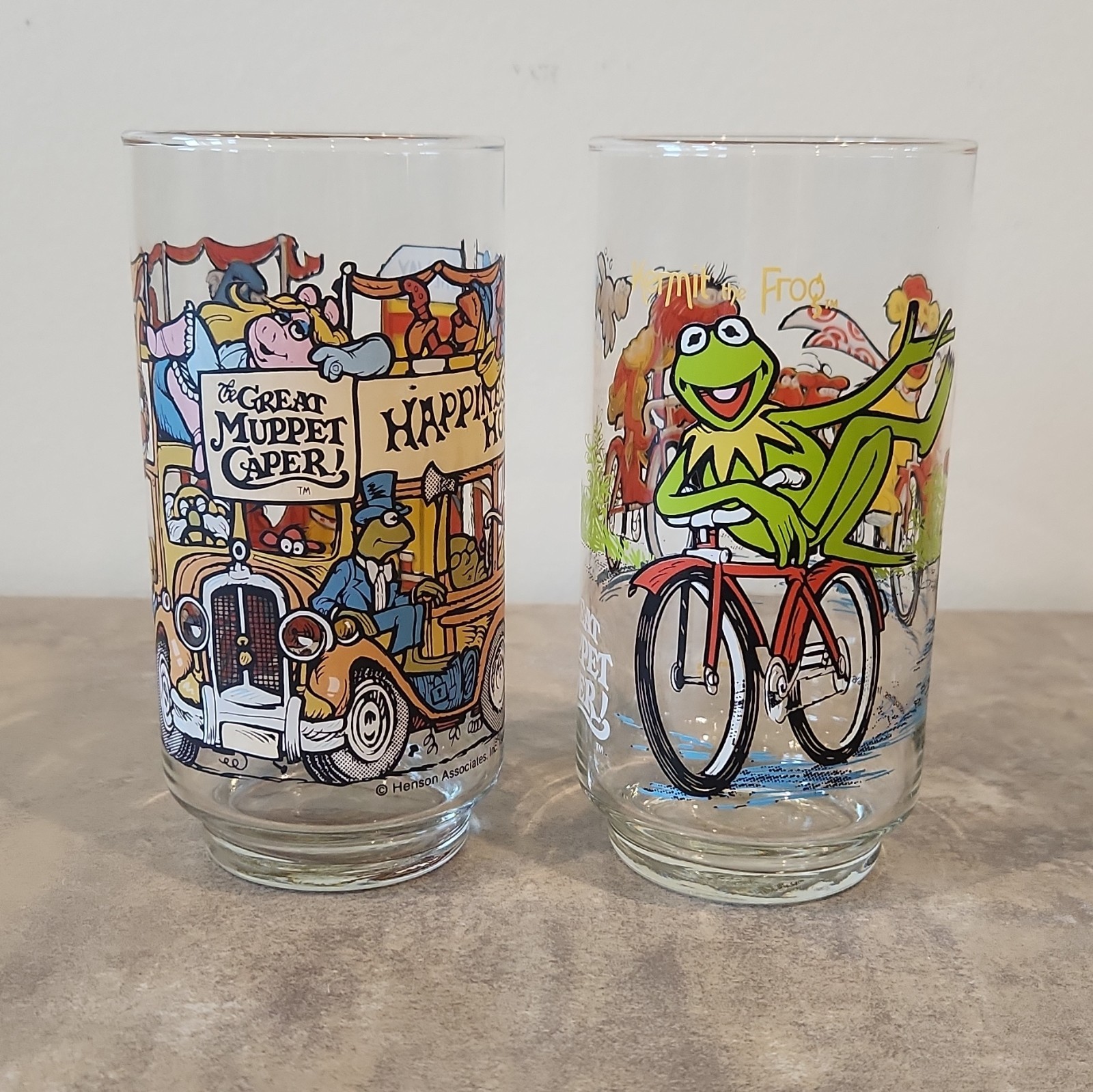 Vtg 1981 McDonalds The Great Muppet Caper Glasses Jim Henson - Set of 2
