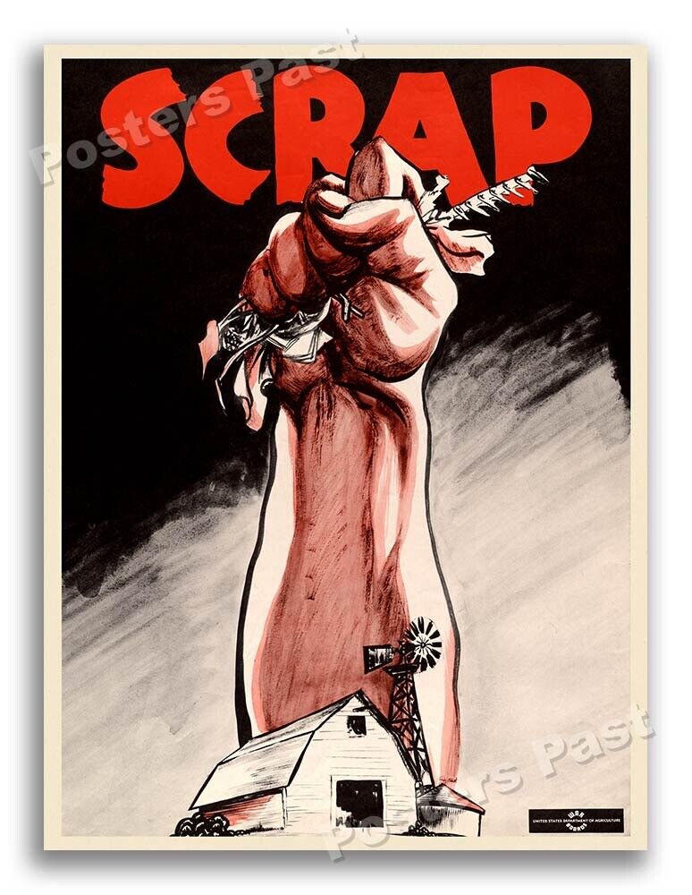 1940s “Scrap” WWII Historic Propaganda War Poster - 18x24