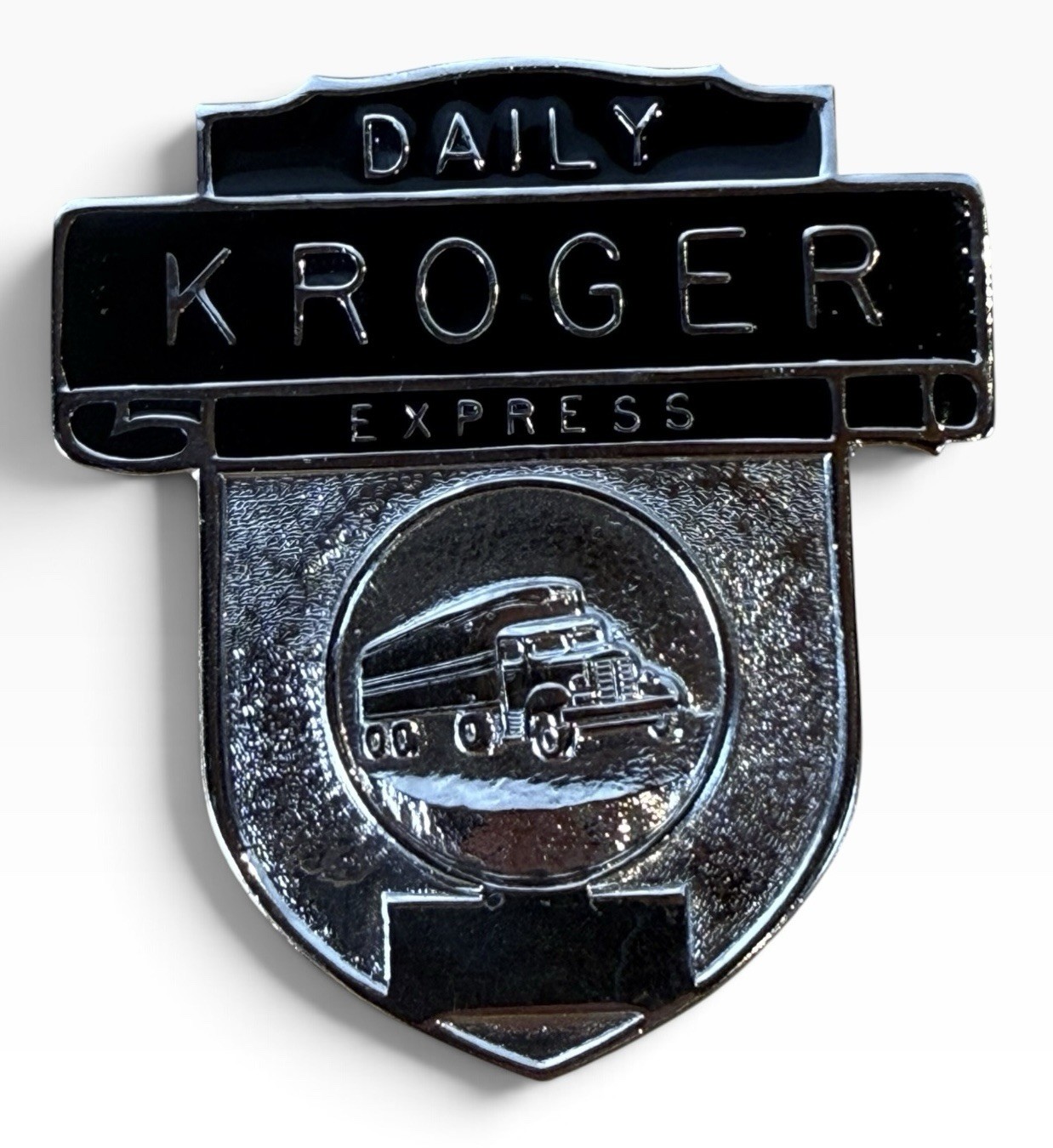 Vintage Mid Century Kroger Daily Express Trucking Truck Driver Enamel Hat Badge 