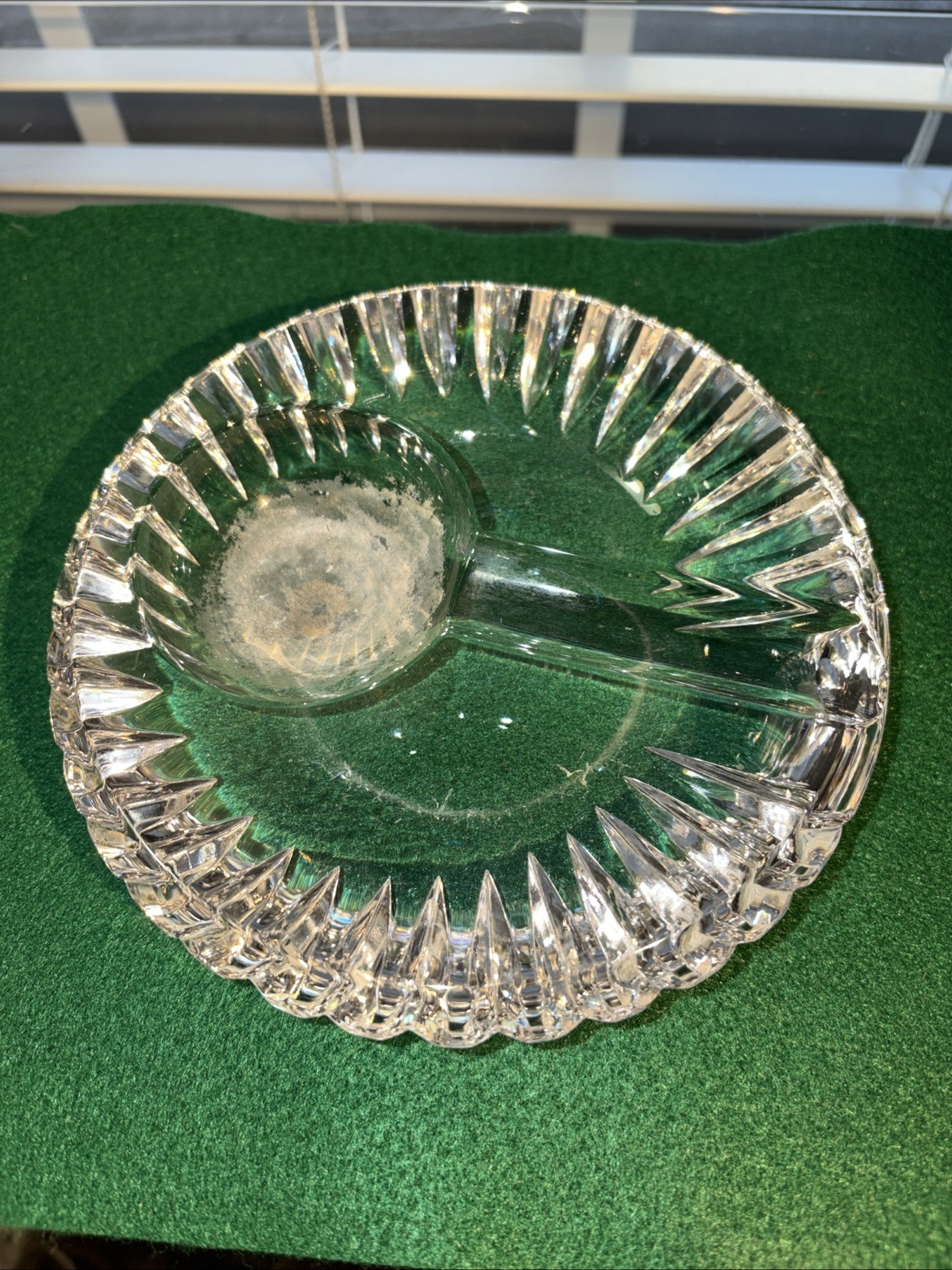Vintage HEAVY Crystal Pipe Rest Holder Ashtray RARE & Unique Pattern STUNNING