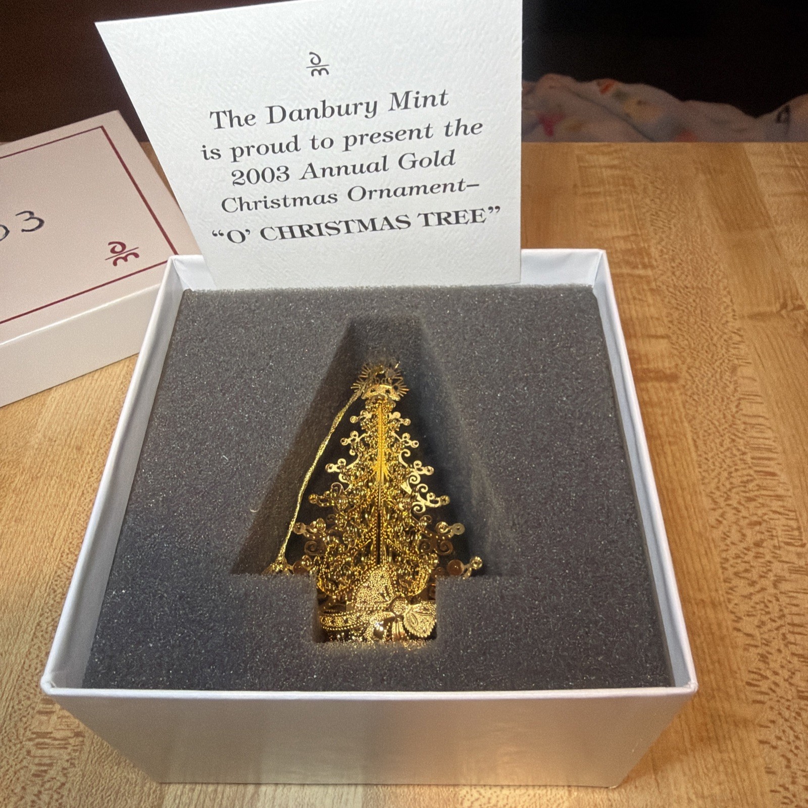 VTG 2003 Danbury Mint Gold Plated Christmas Tree Ornament