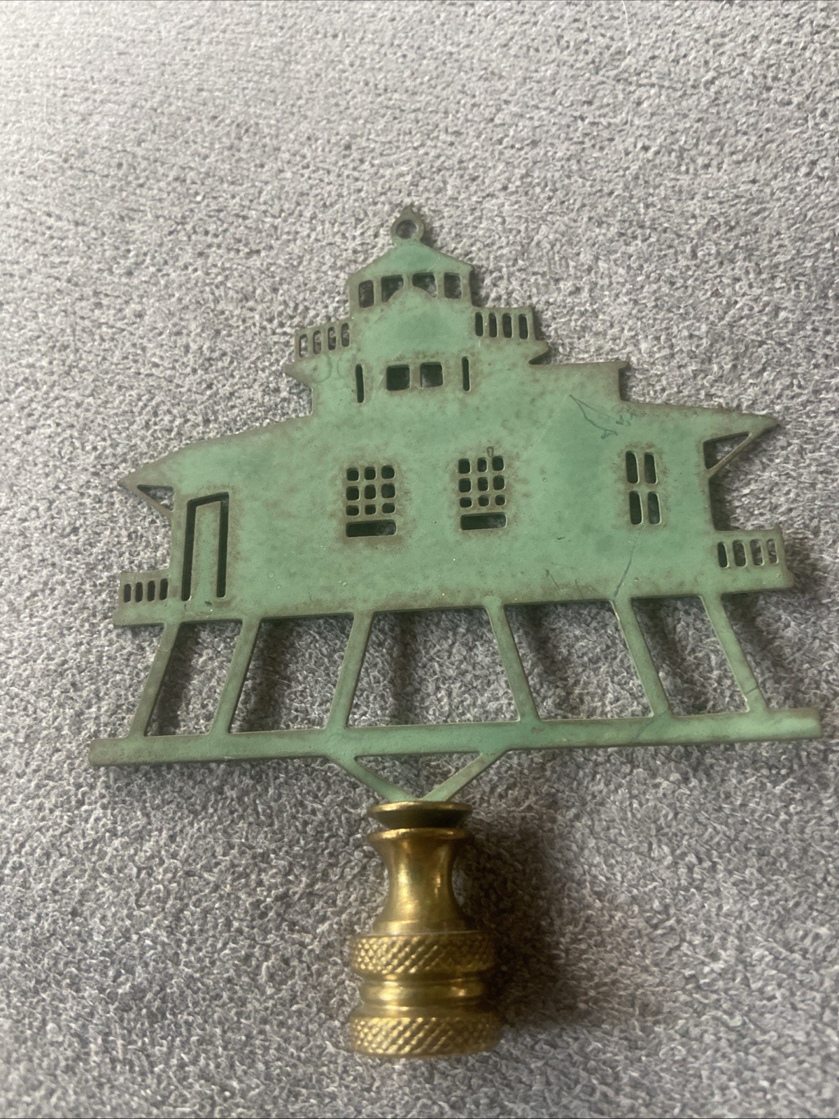 Vintage Art Deco Style Green metal lamp Finial If House Asian ?