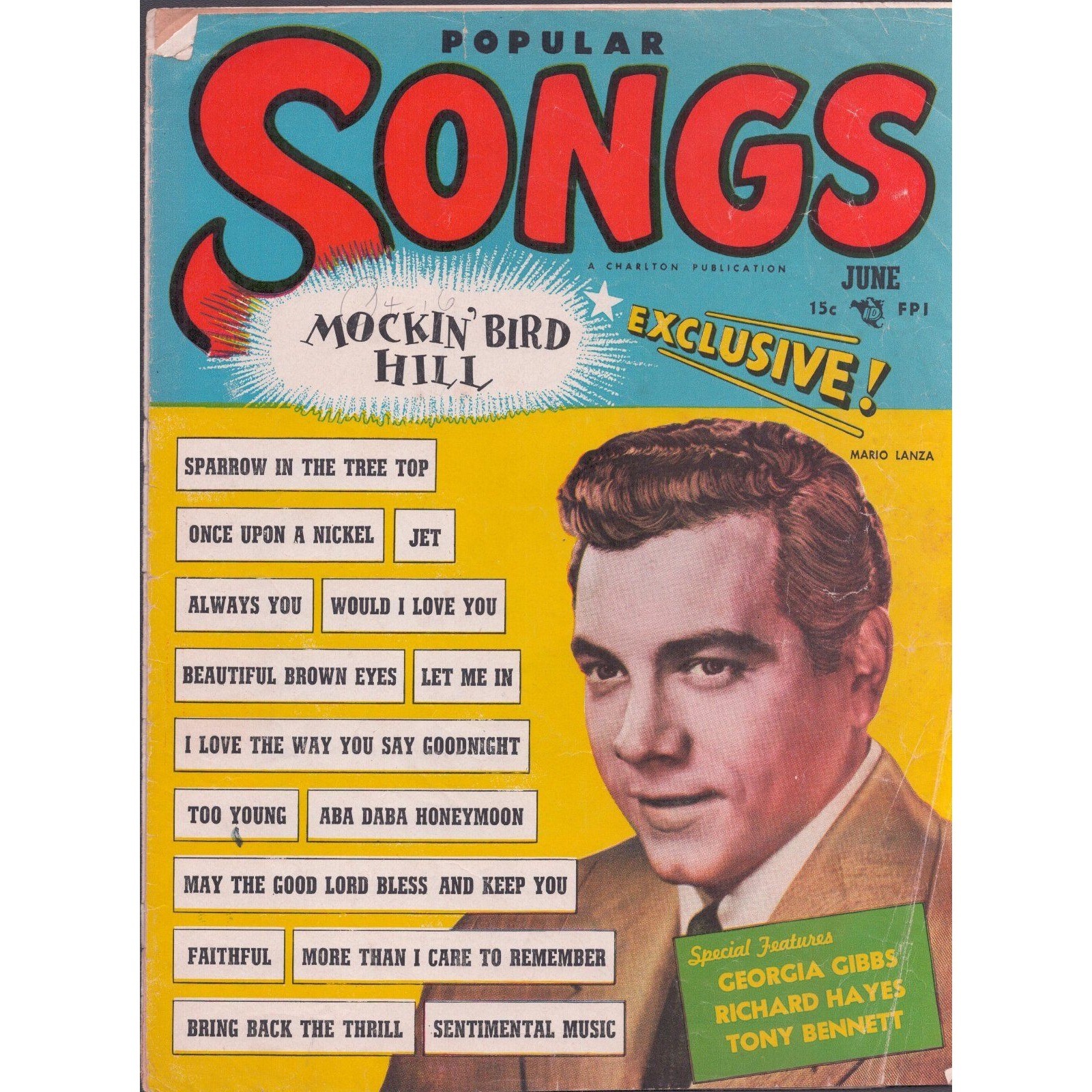 Vintage Popular Songs Magazine June 1951 Mario Lanza Mockin Bird Hill Charlton