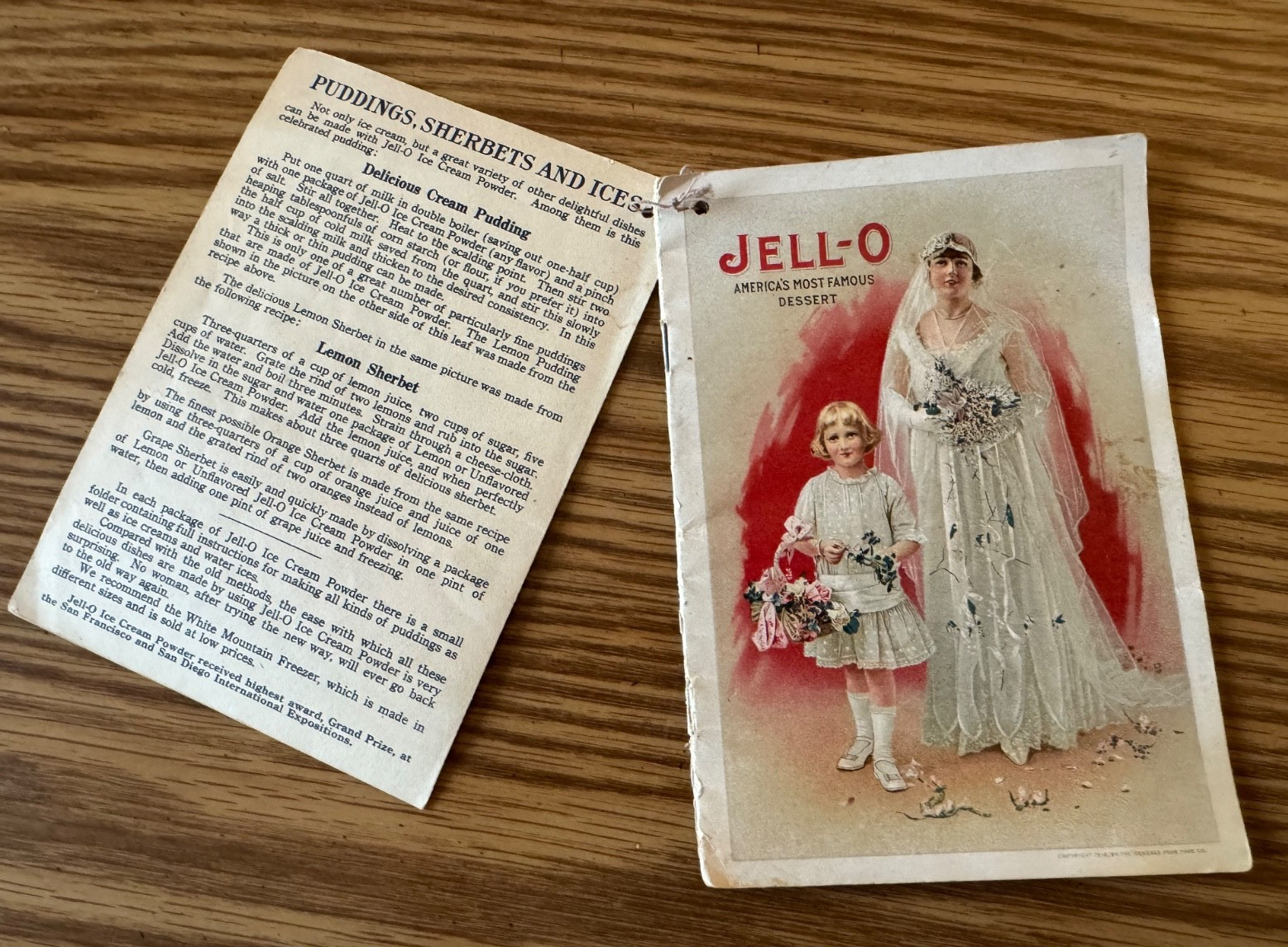 Lot of 2 JELL-O 1916 Advertising Pieces - JELL-O Dessert & JELL-O Ice Cream Powd Lot of 2 JELL-O 1916 Advertising Pieces - JELL-O Dessert & JELL-O Ice Cream Powd