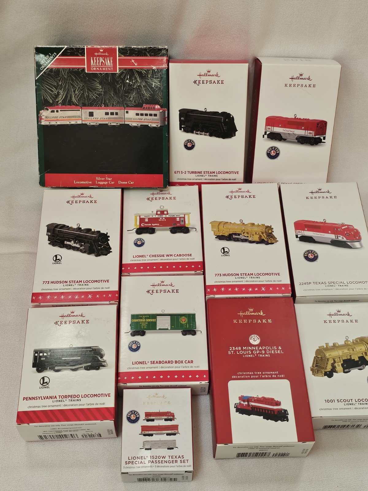Hallmark Keepsake Lionel Train Ornament Lot of 12 Locomotive, Steam Engines, Car Hallmark Keepsake Lionel Train Ornament Lot of 12 Locomotive, Steam Engines, Car