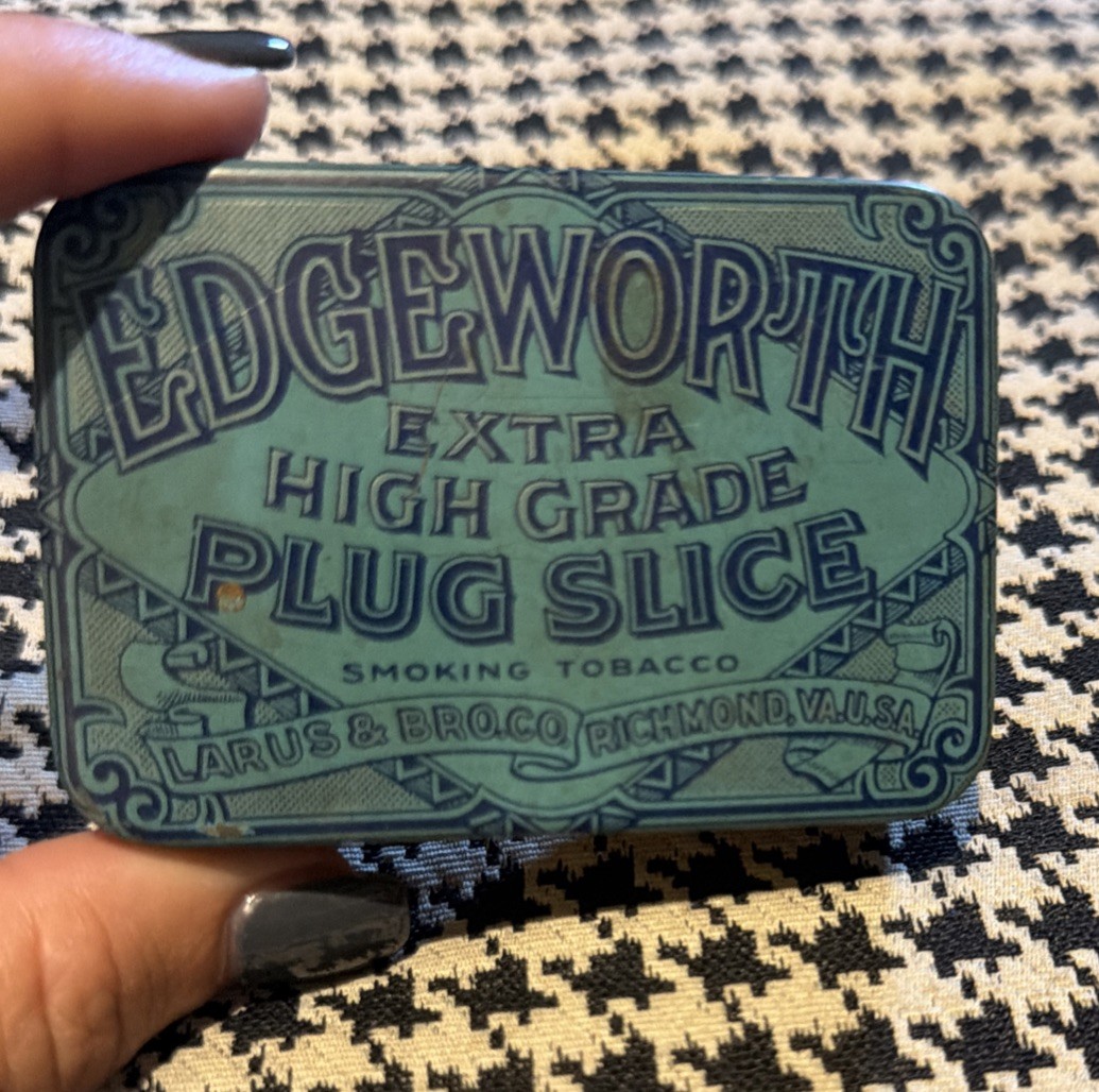 Edgeworth Extra High Grade Plug Slice Tobacco VTG Empty Tin 3 X 2” Richmond, VA