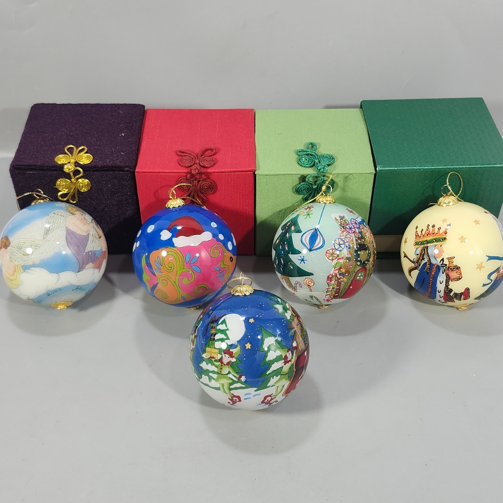 Pier 1 Li Bien Glass Ball Xmas Ornament ’02 ’03 ’08 ’09 ’17 Holiday Lot of 5