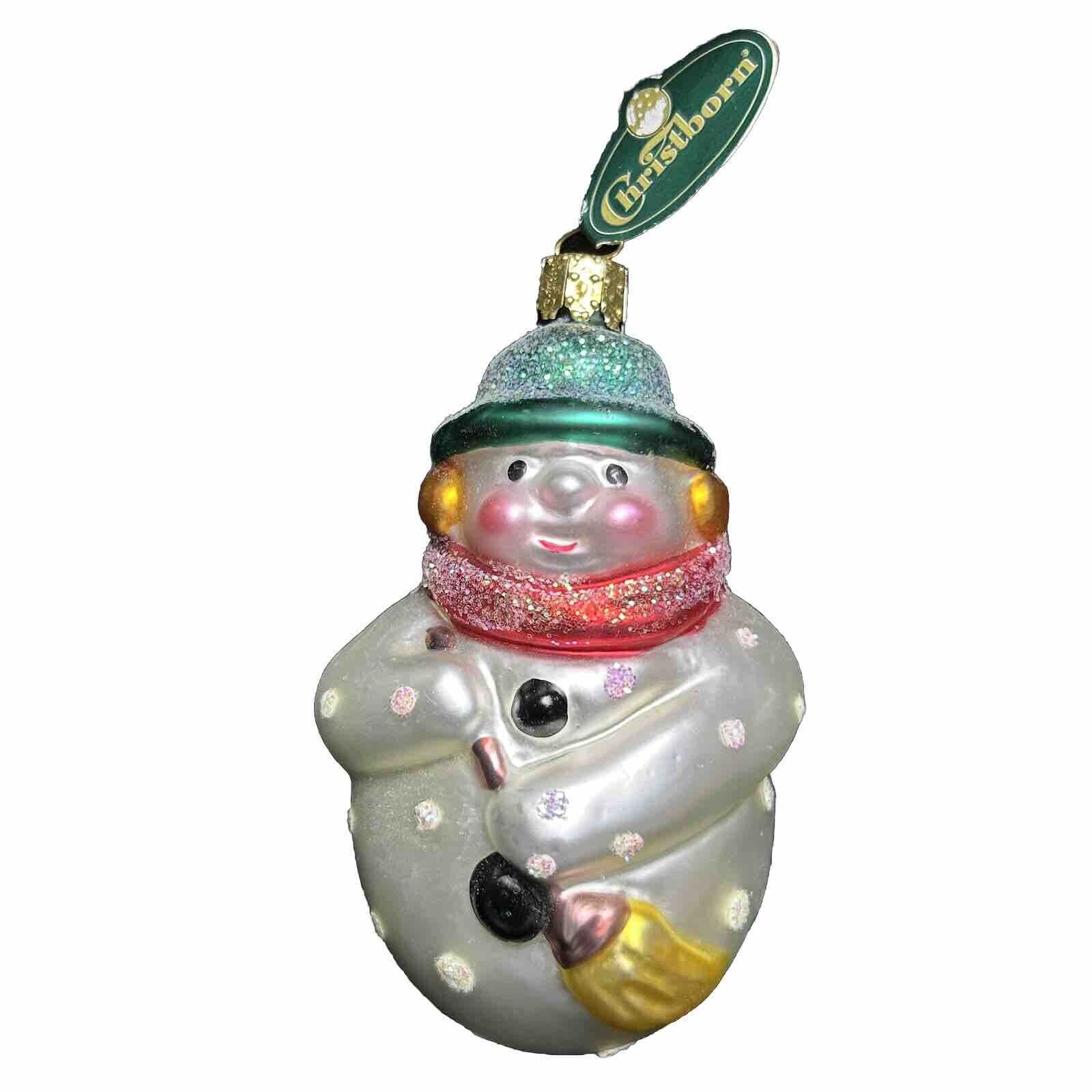 Vintage Christborn Handblown Ornament Snowman Christmas Made In Germany