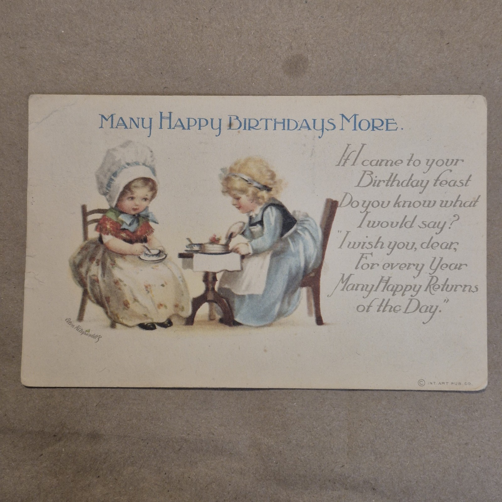 Ellen Clapsaddle Artist Signed Birthday Postcard 1918 Many Happy Birthdays More