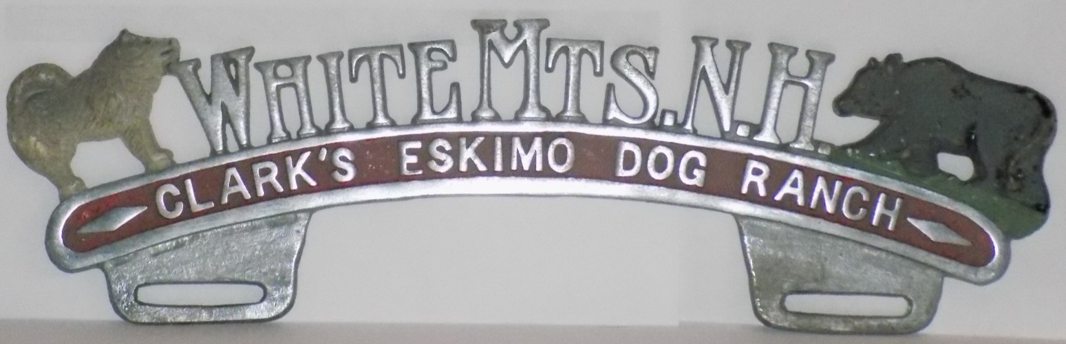 Vintage Cast Aluminum License Plate Topper White Mts. NH Clark\'s Eskimo DogRanch Vintage Cast Aluminum License Plate Topper White Mts. NH Clark\'s Eskimo DogRanch